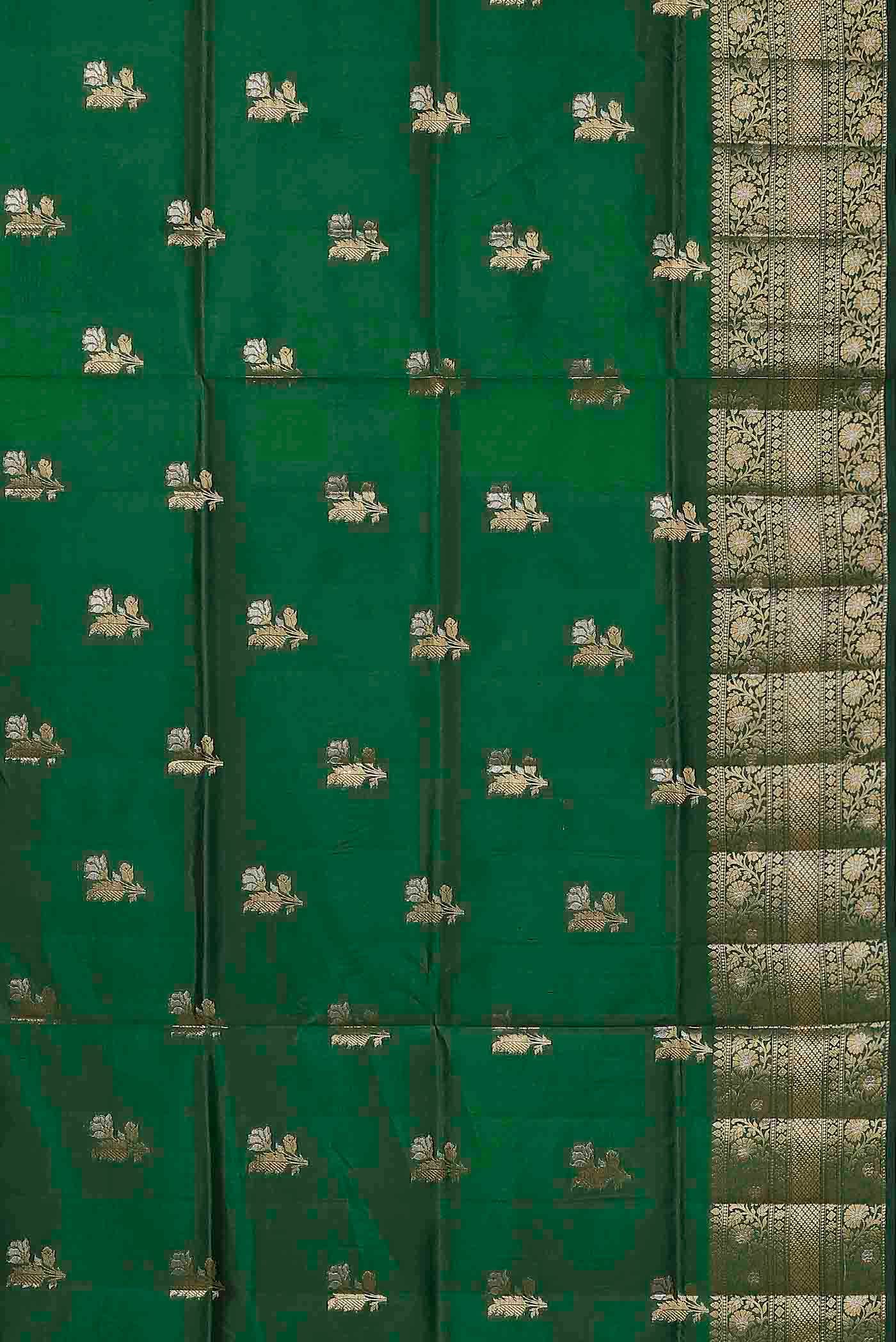 Green Banarasi Raw Silk Saree