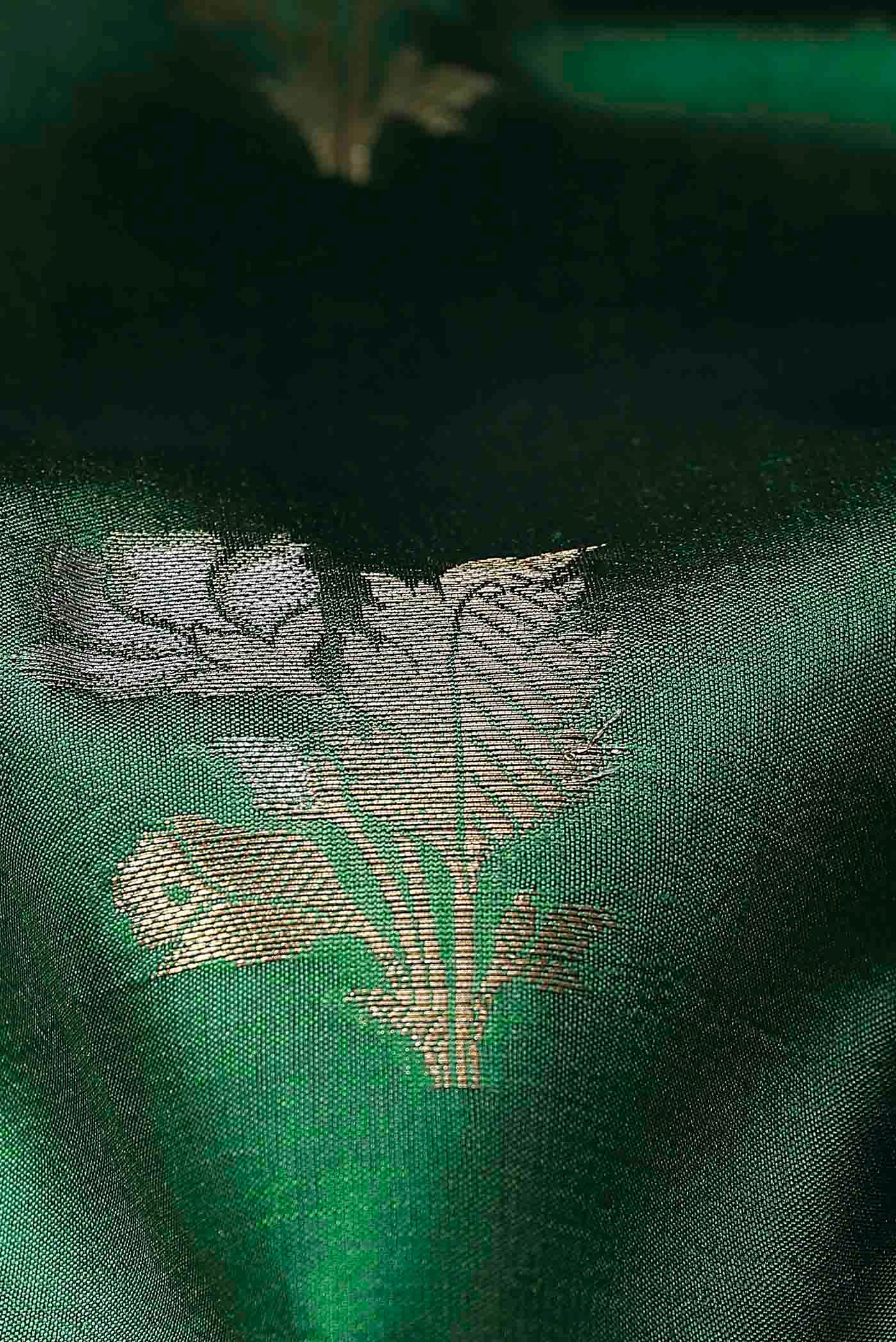 Green Banarasi Raw Silk Saree