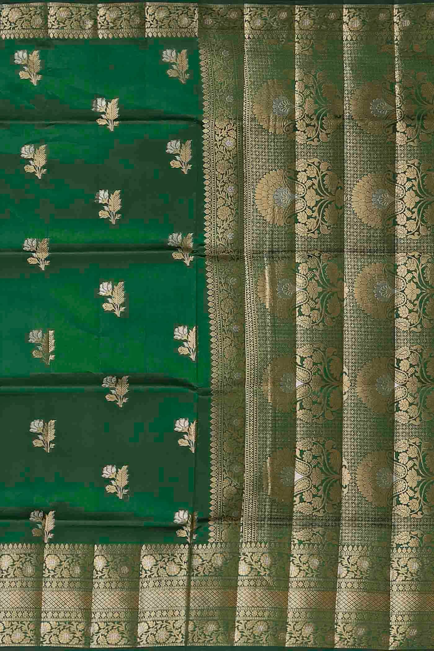 Green Banarasi Raw Silk Saree