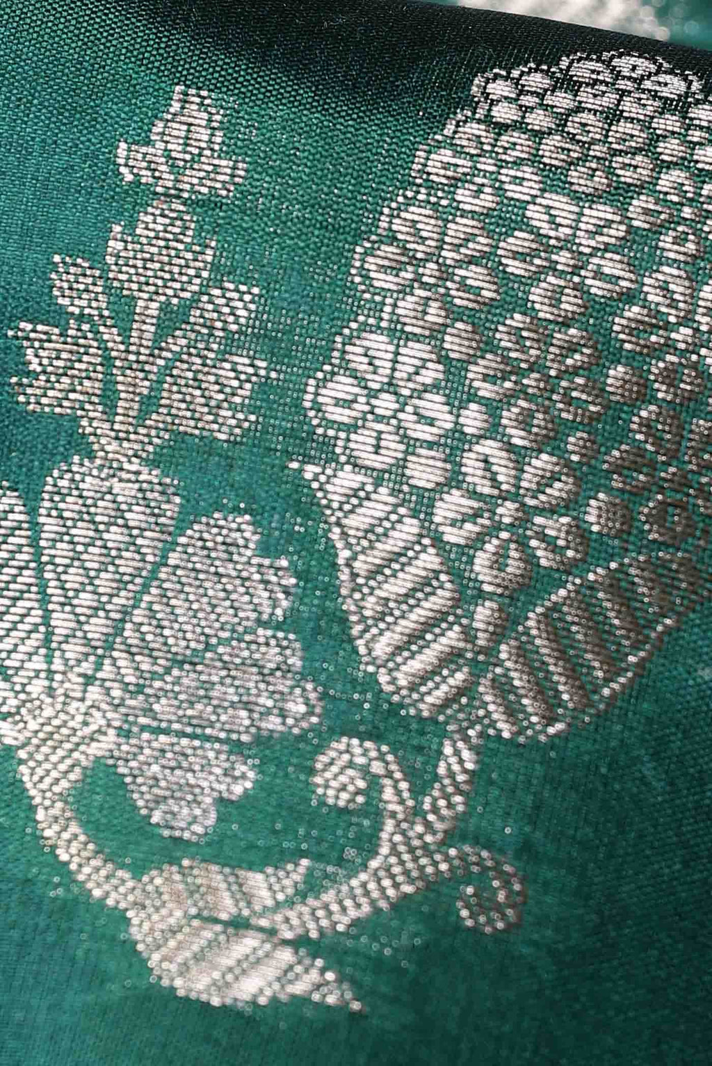Green Banarasi Raw Silk Saree