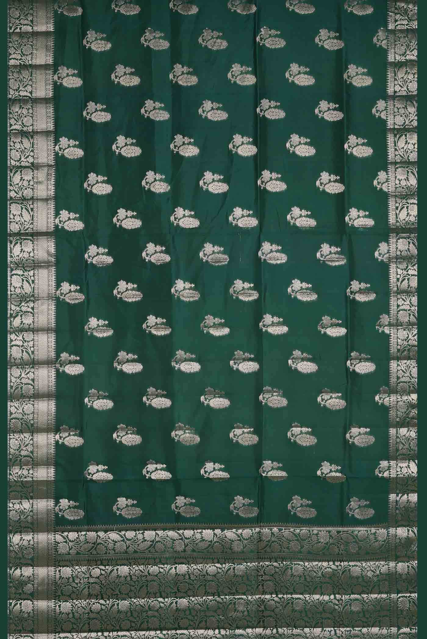 Green Banarasi Raw Silk Saree