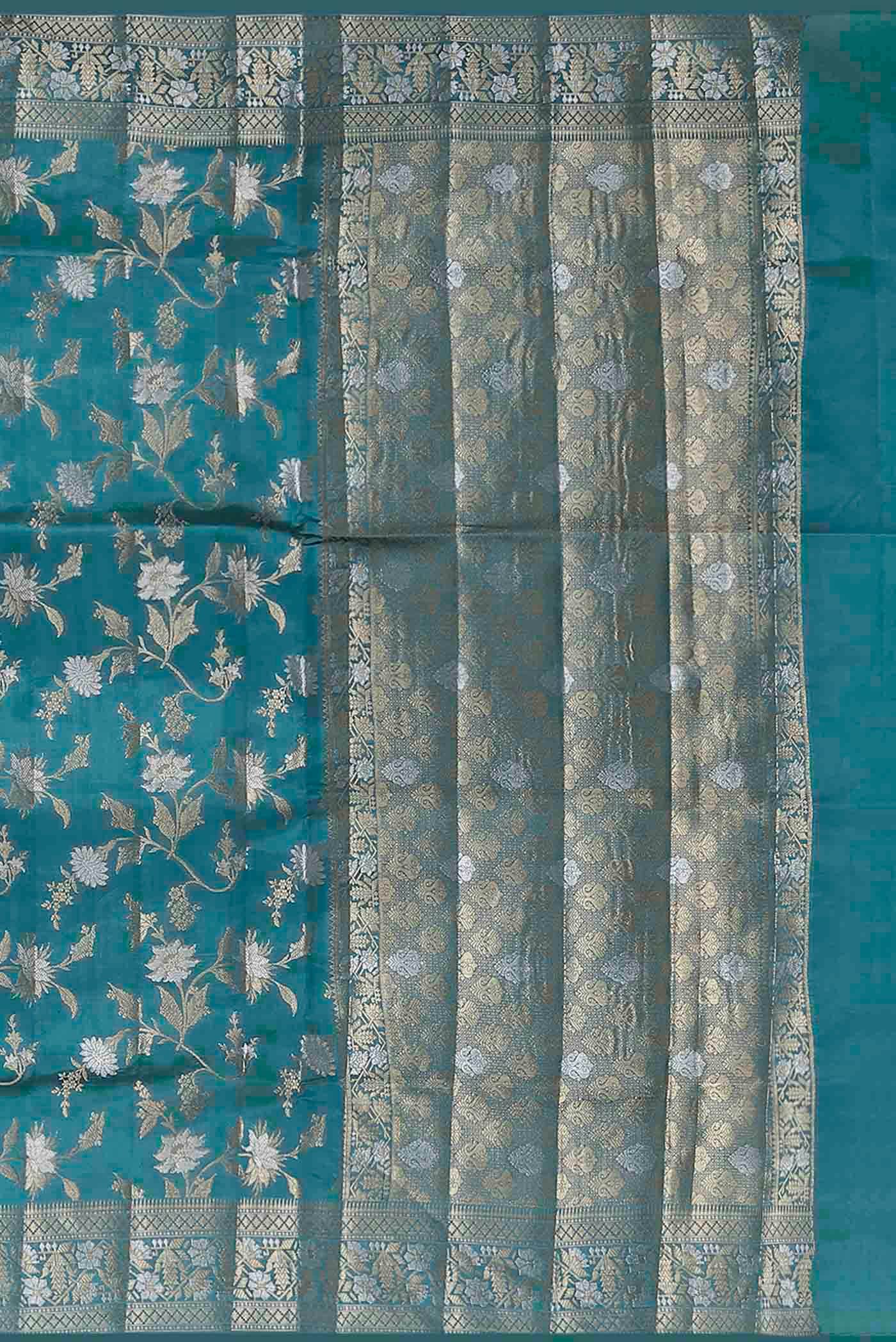 Blue Banarasi Raw Silk Saree