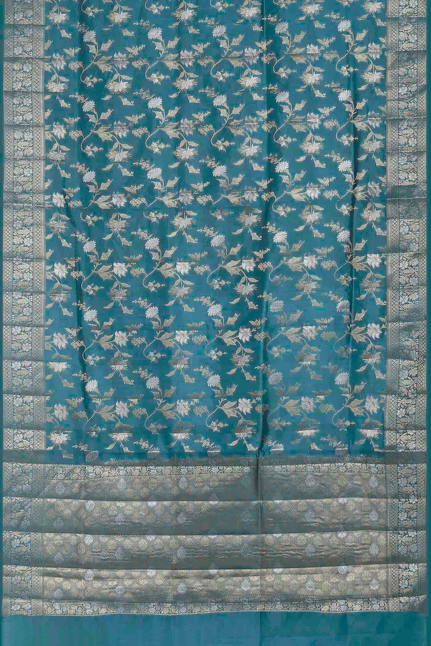Blue Banarasi Raw Silk Saree