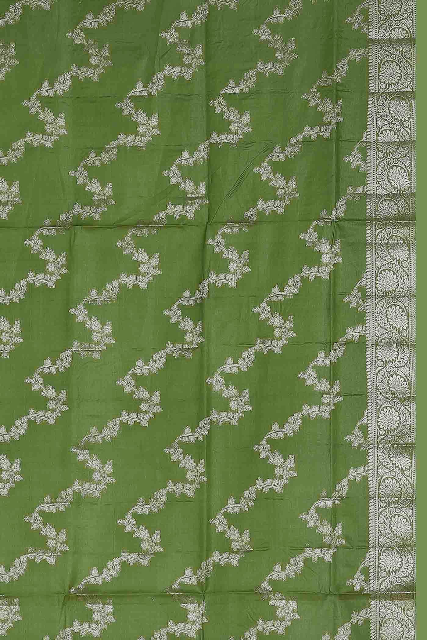 Green Banarasi Tussar Silk Saree