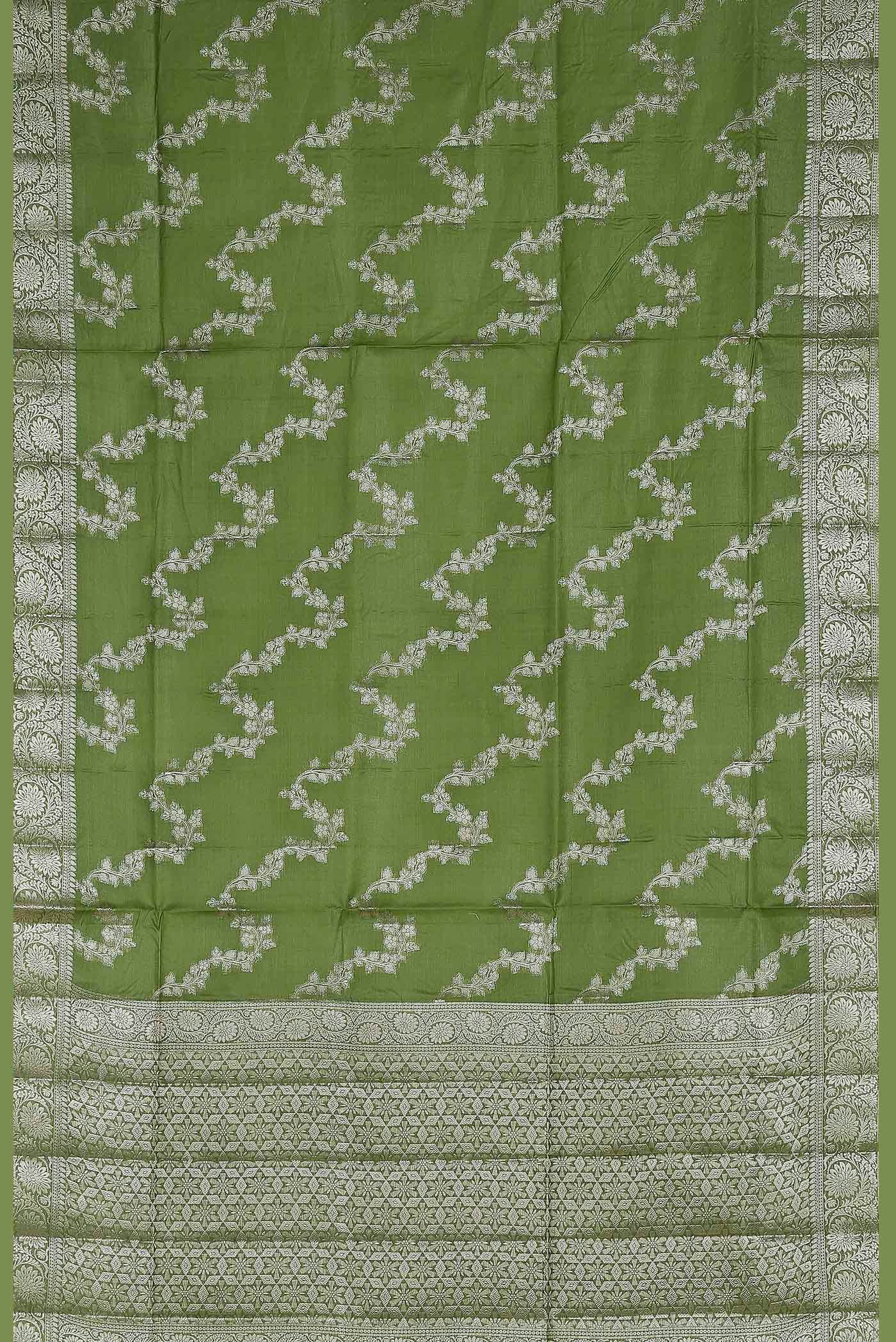 Green Banarasi Tussar Silk Saree