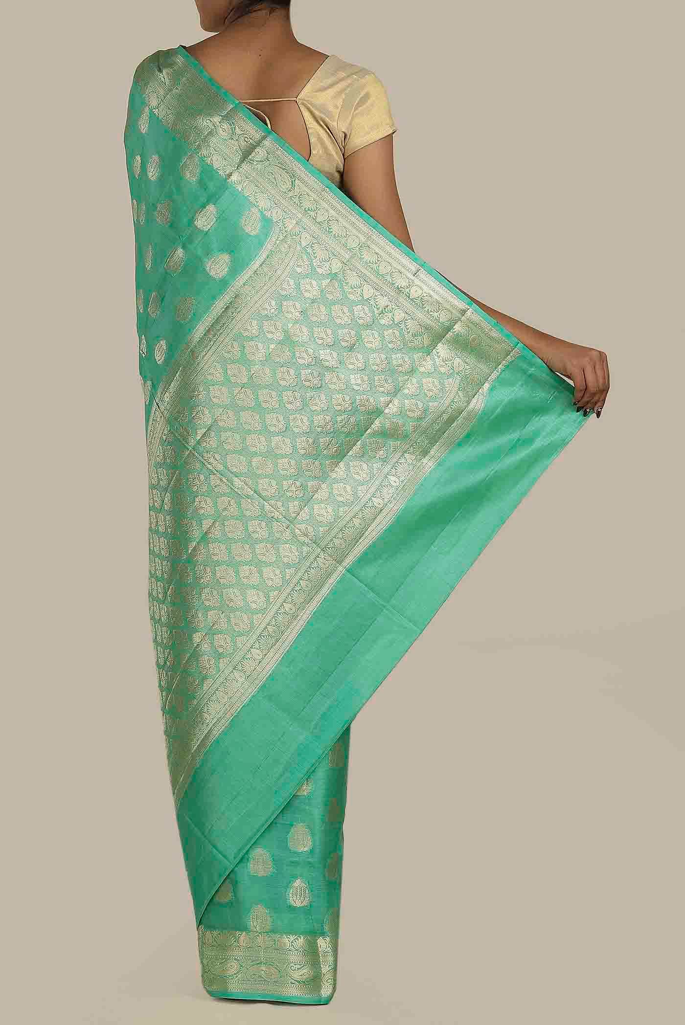 Green Banarasi Tussar Silk Saree