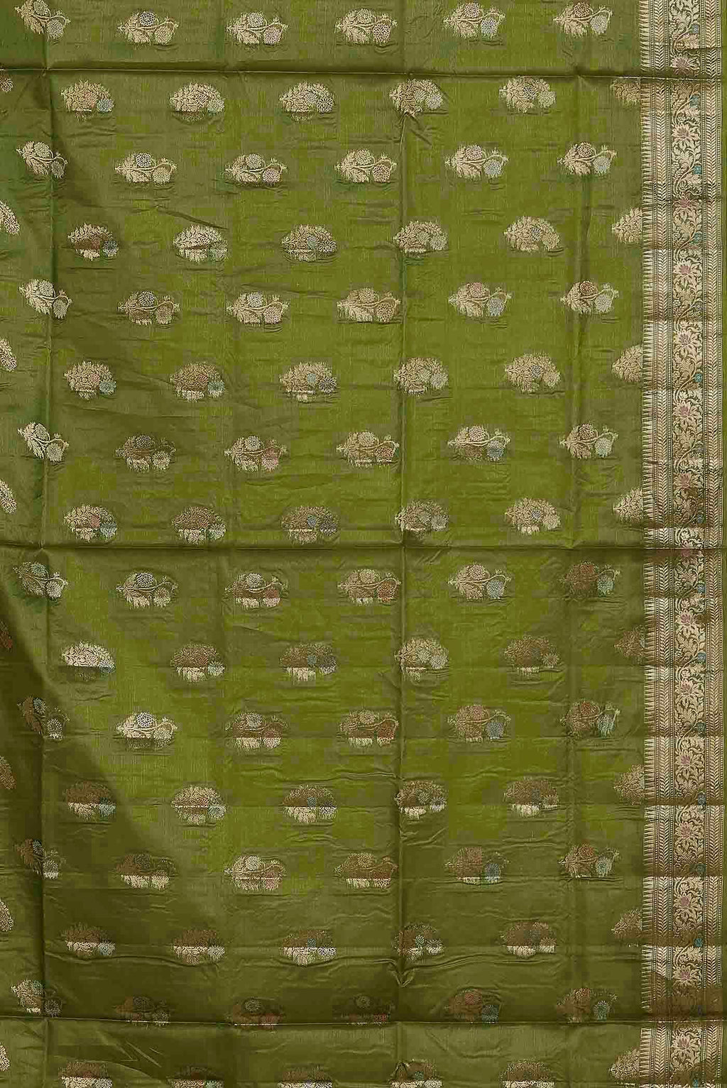 Green Banarasi Raw Silk Saree