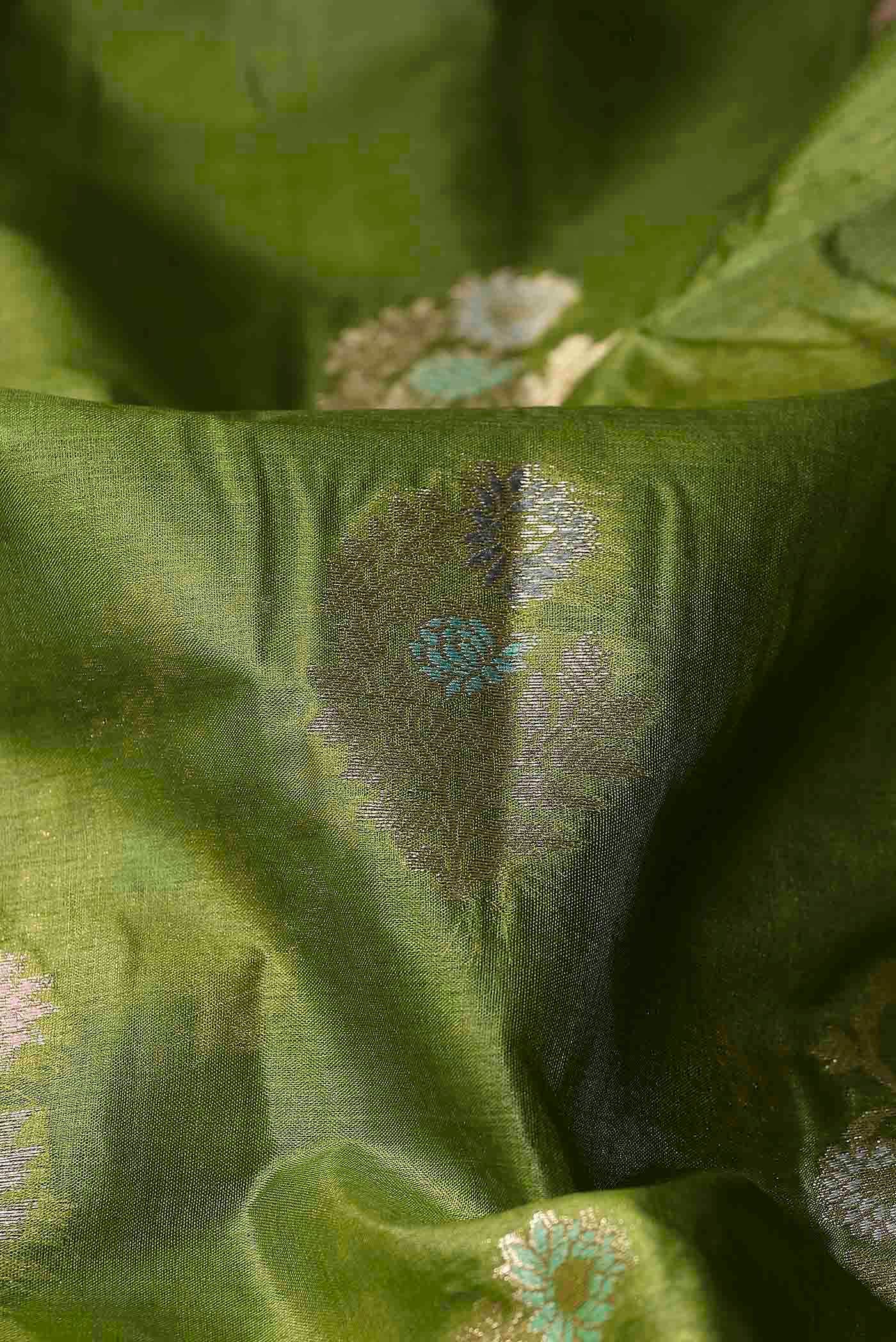 Green Banarasi Raw Silk Saree
