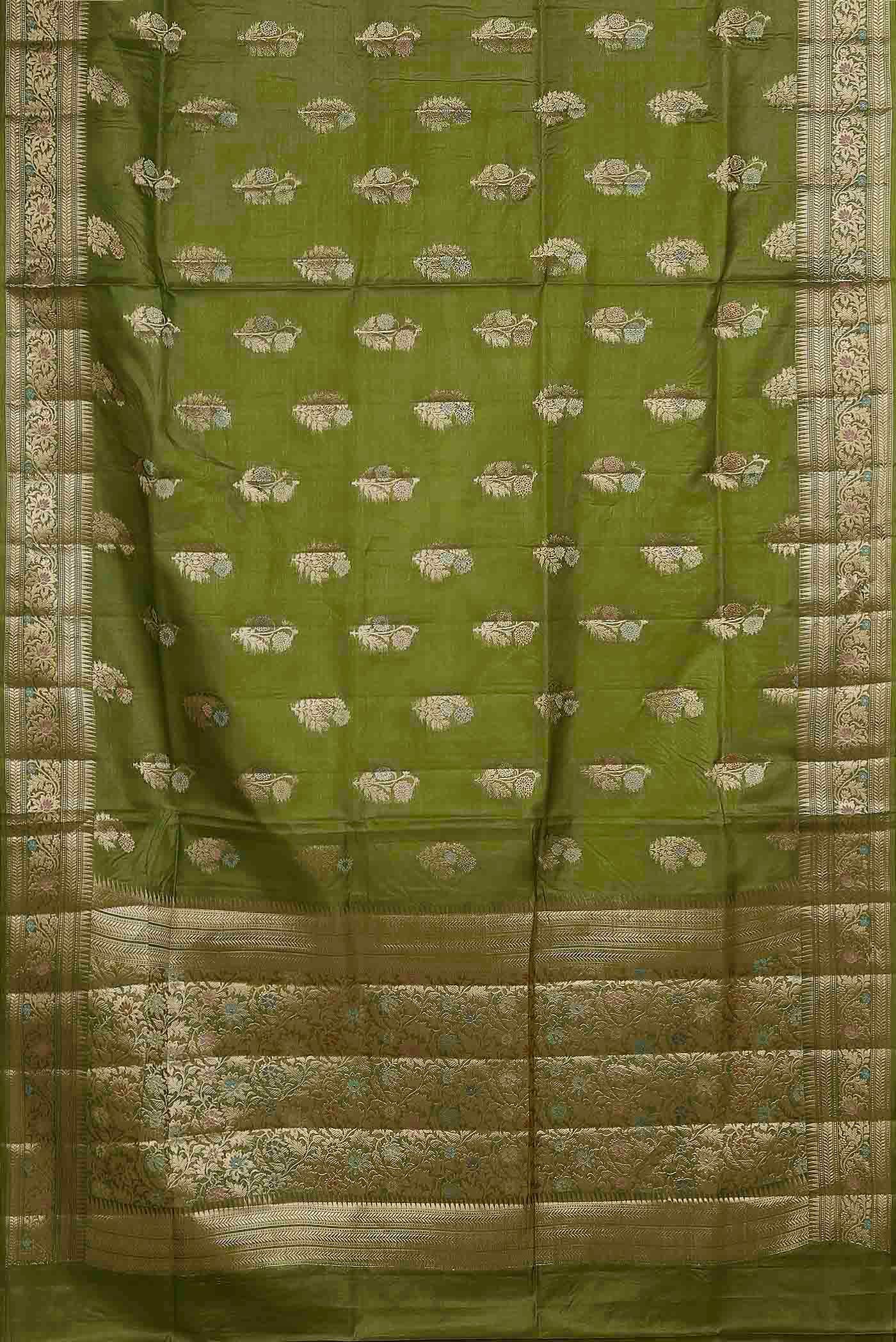 Green Banarasi Raw Silk Saree