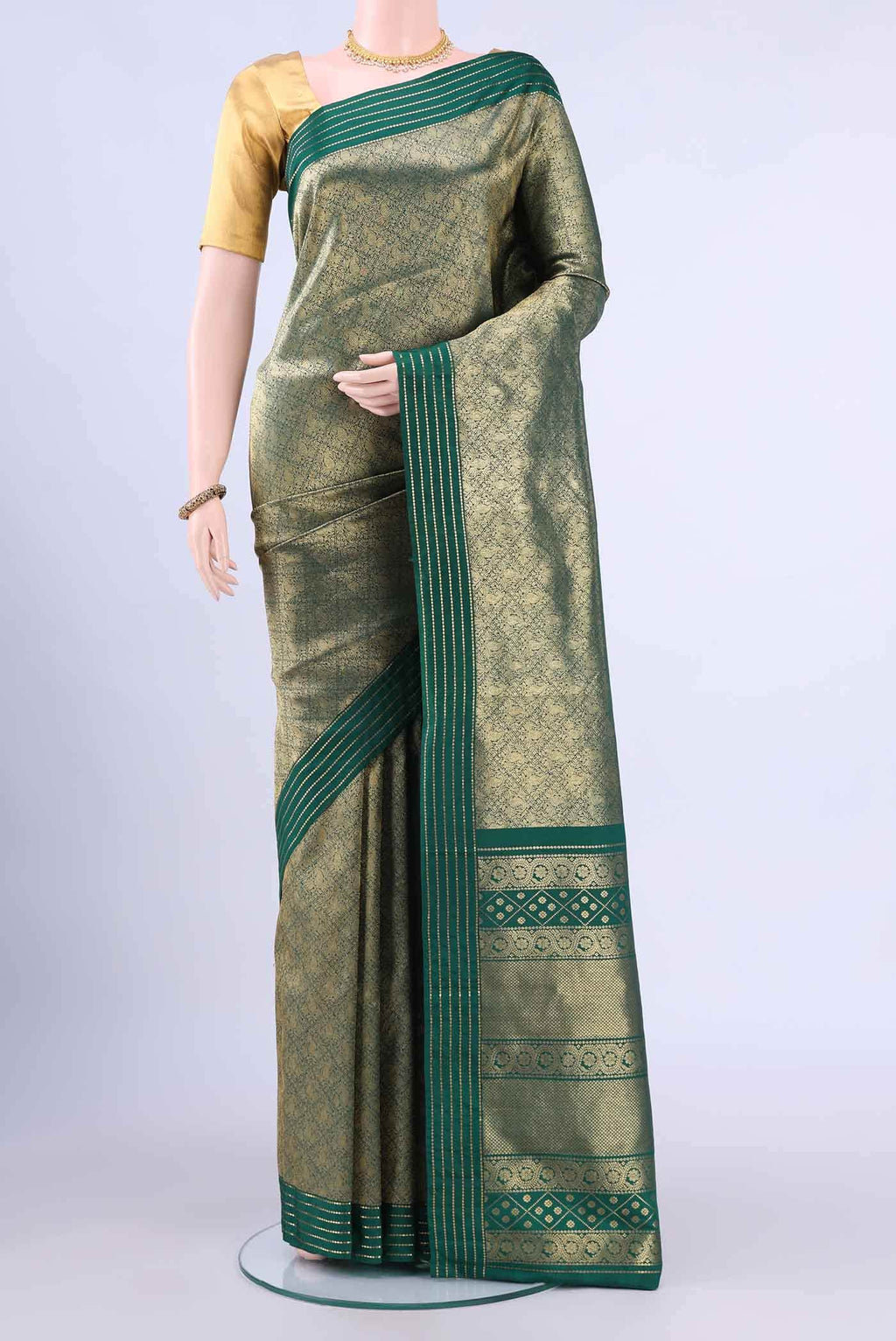 Olive Green Kanchipuram Saree