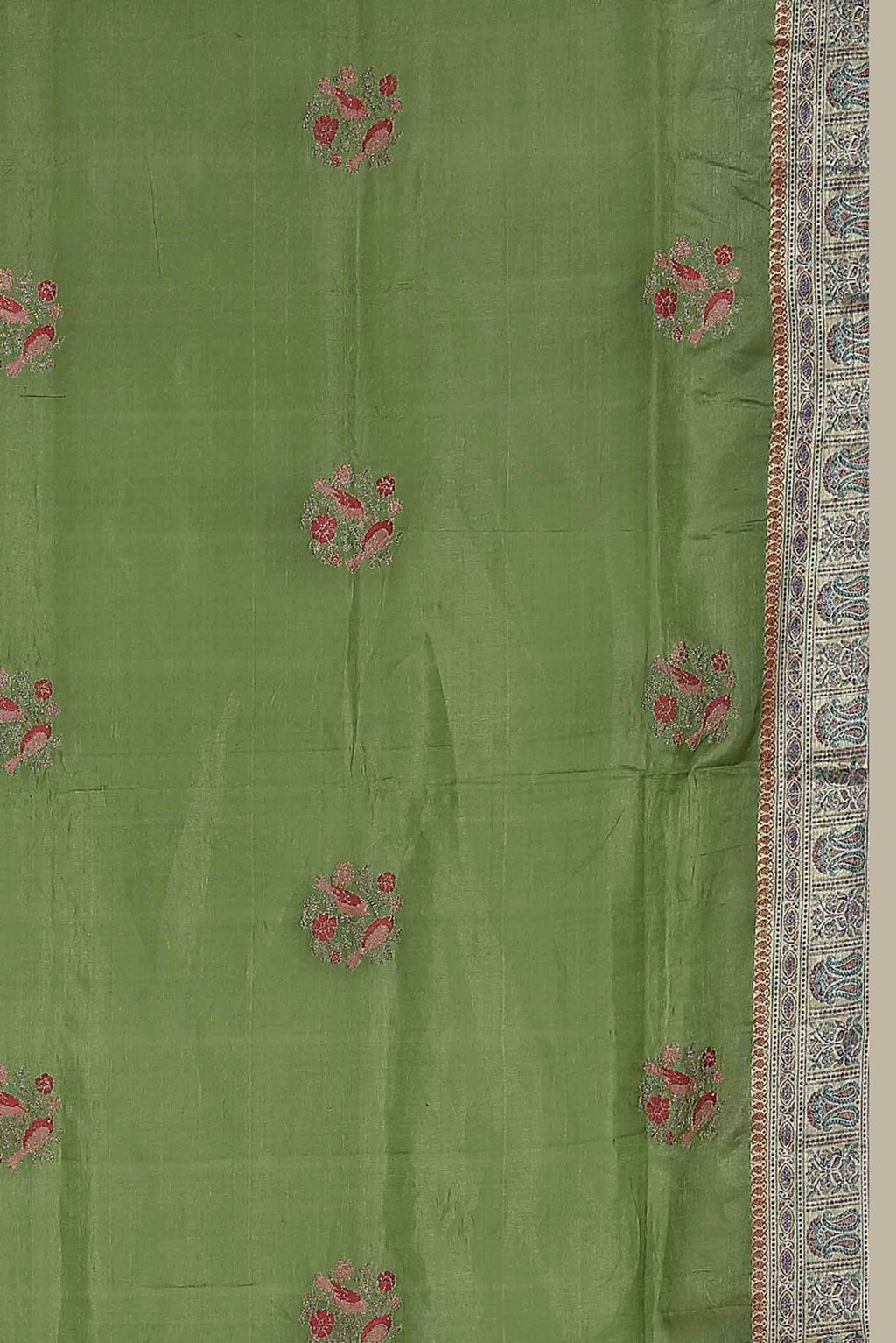 Green Banarasi Tussar Silk Saree