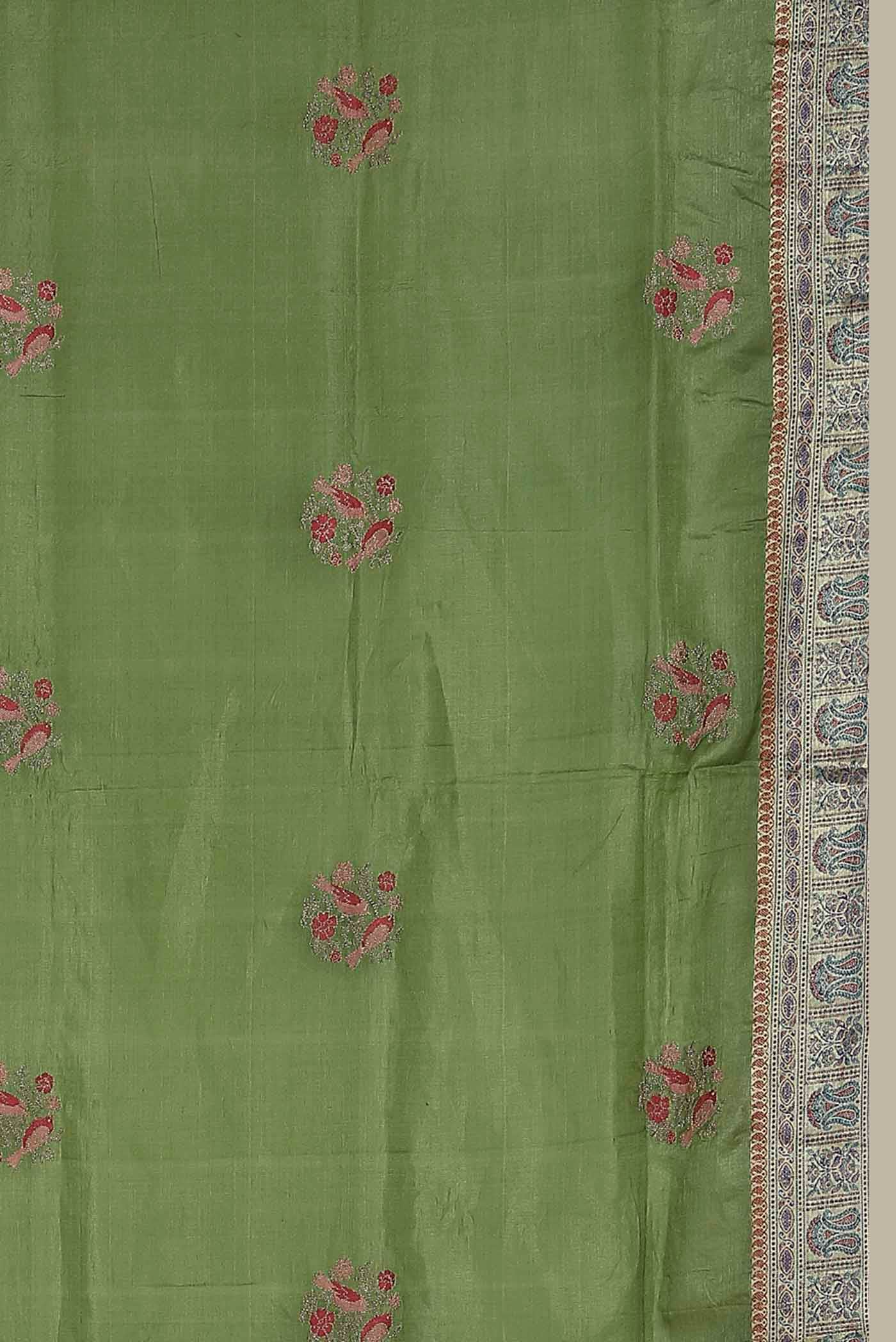 Green Banarasi Tussar Silk Saree