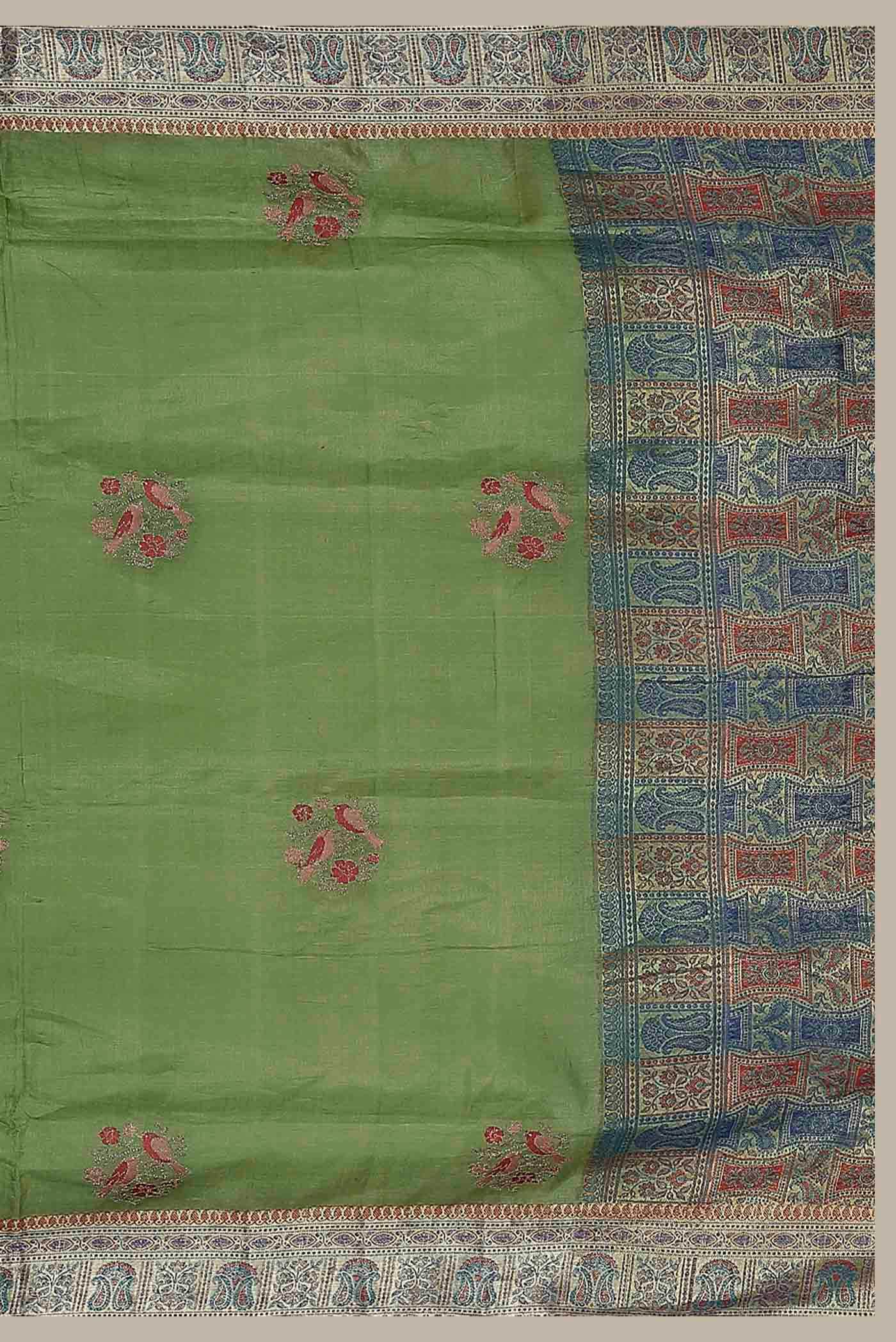 Green Banarasi Tussar Silk Saree