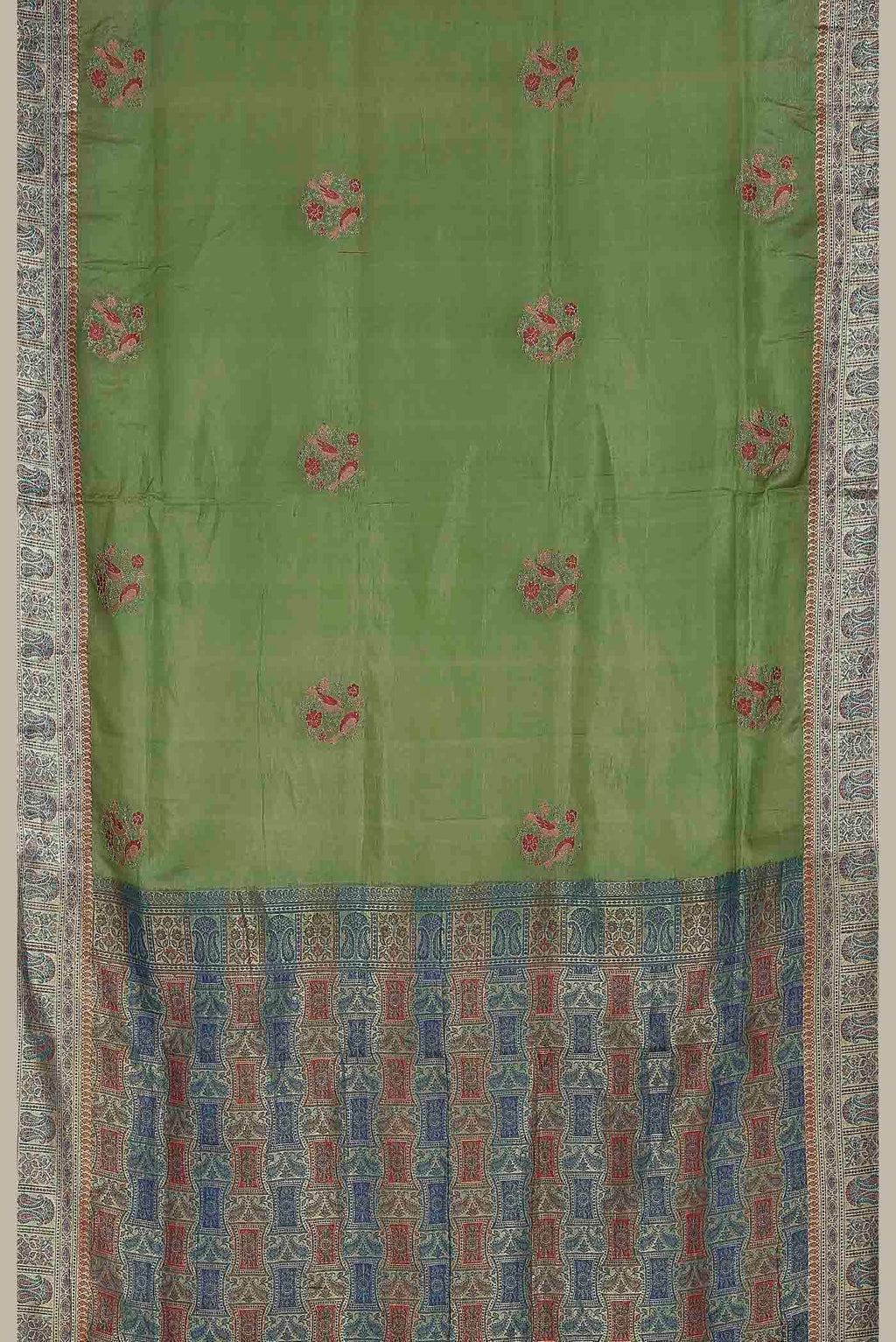 Green Banarasi Tussar Silk Saree