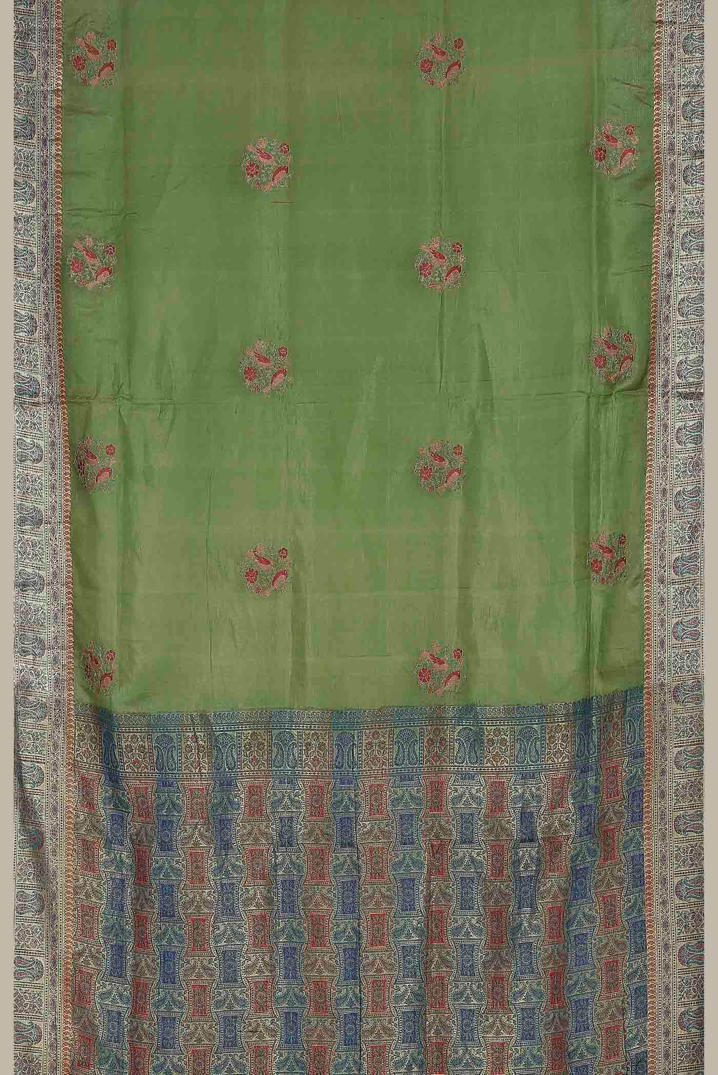 Green Banarasi Tussar Silk Saree