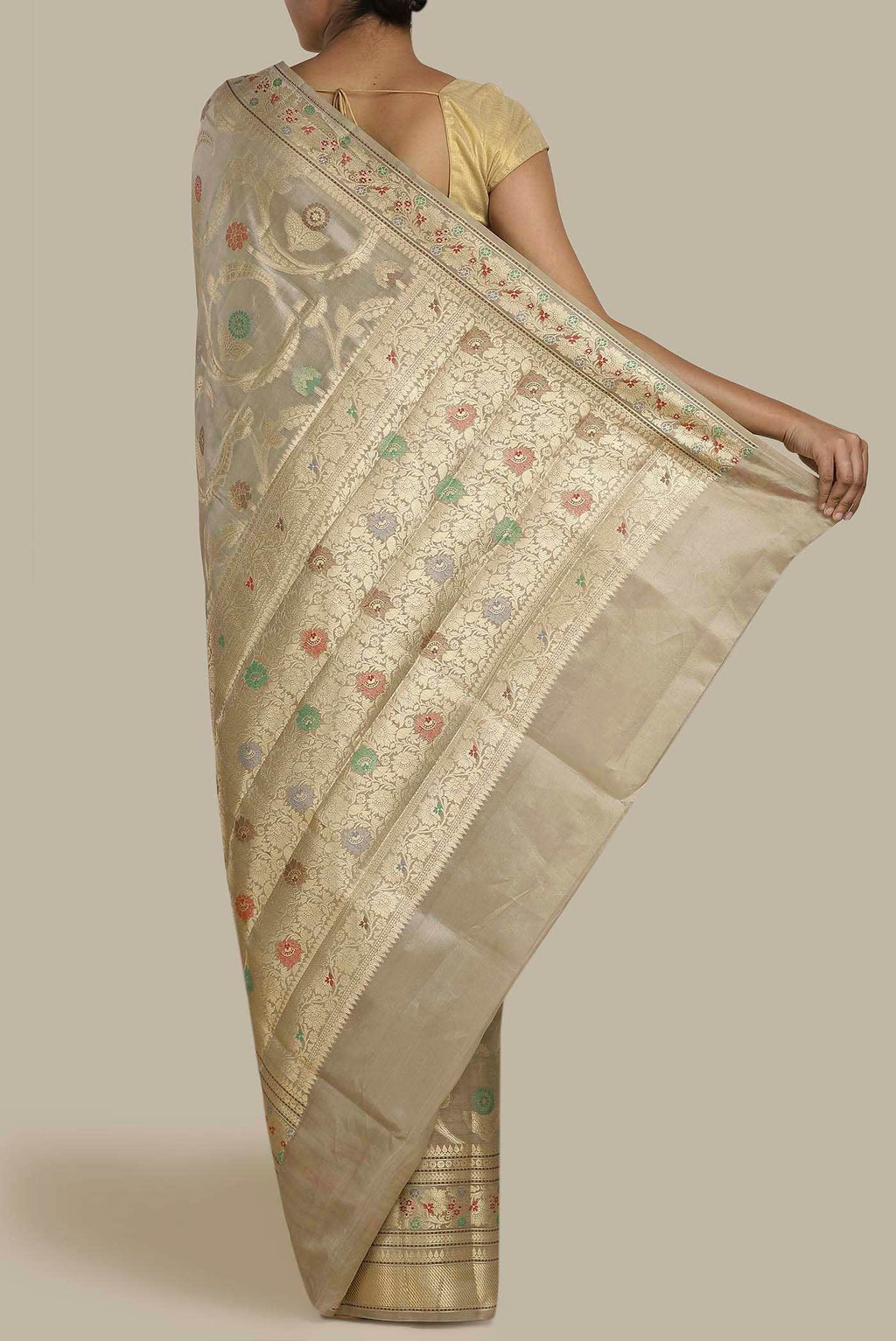 Beige Banarasi Raw Silk Saree