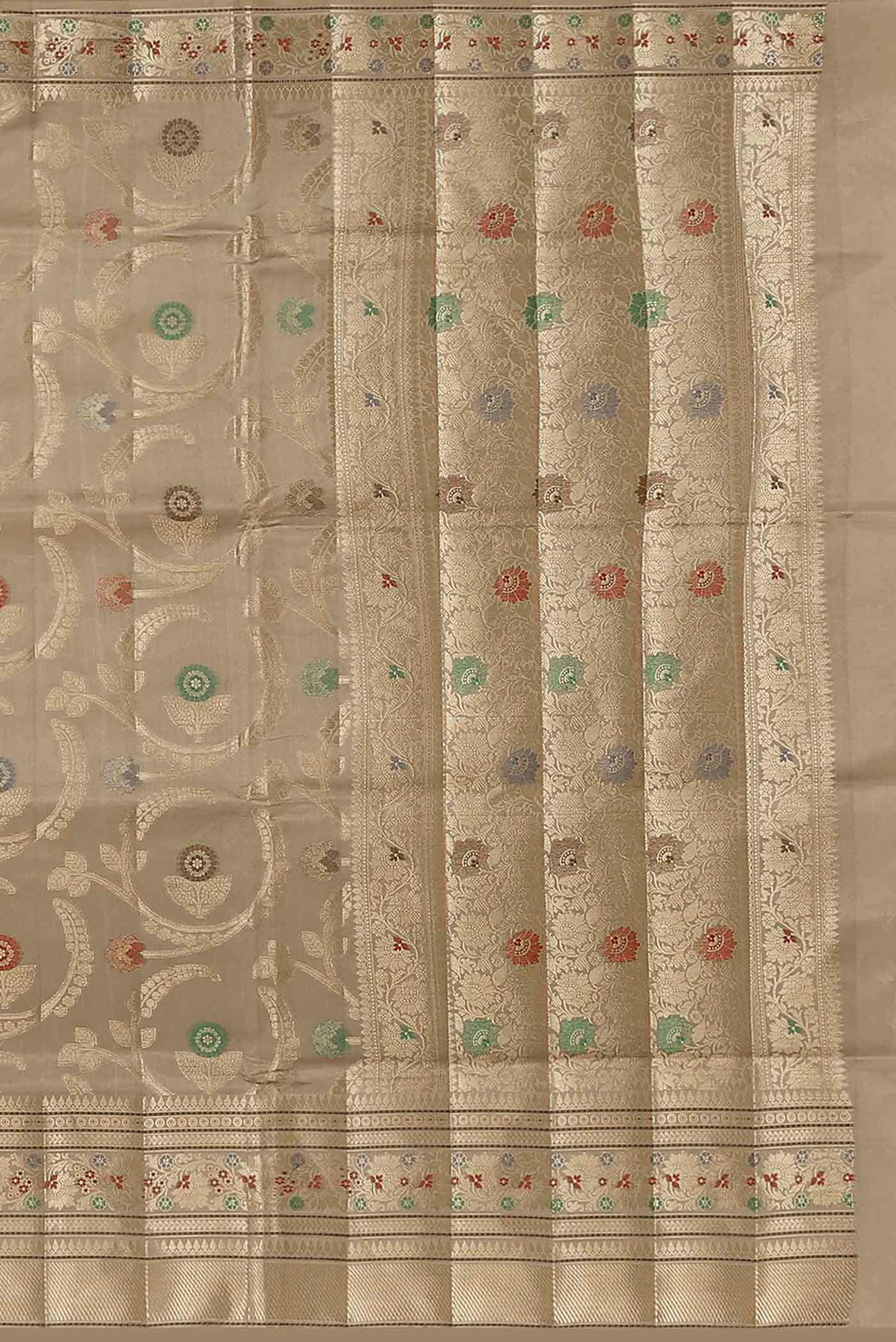 Beige Banarasi Raw Silk Saree