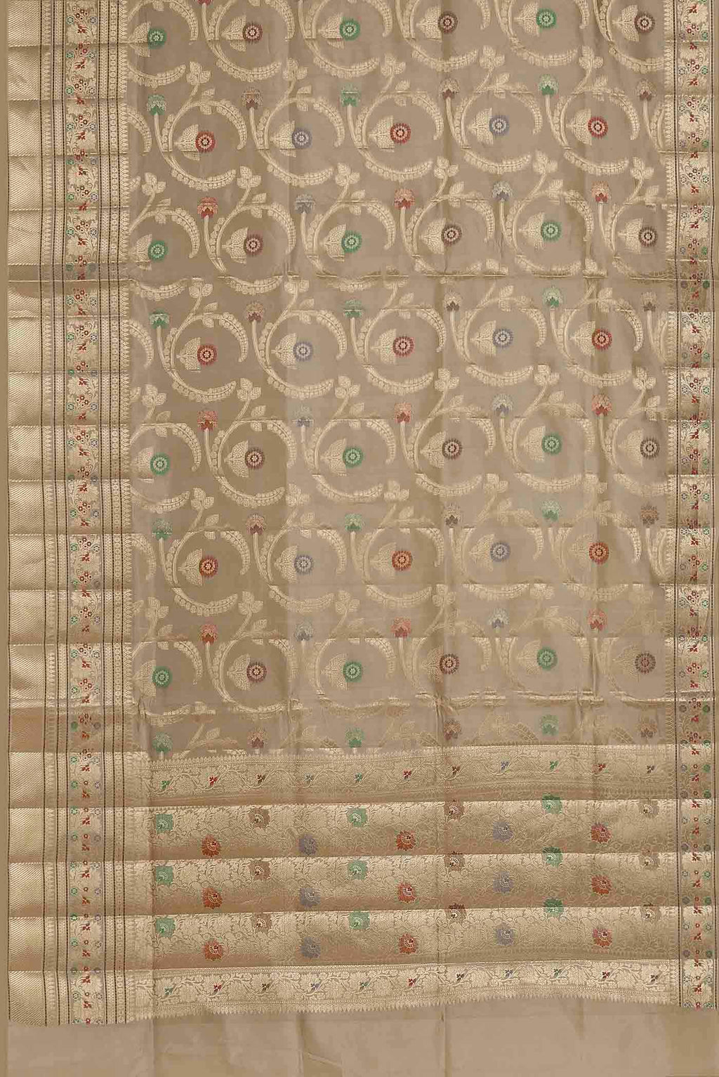Beige Banarasi Raw Silk Saree