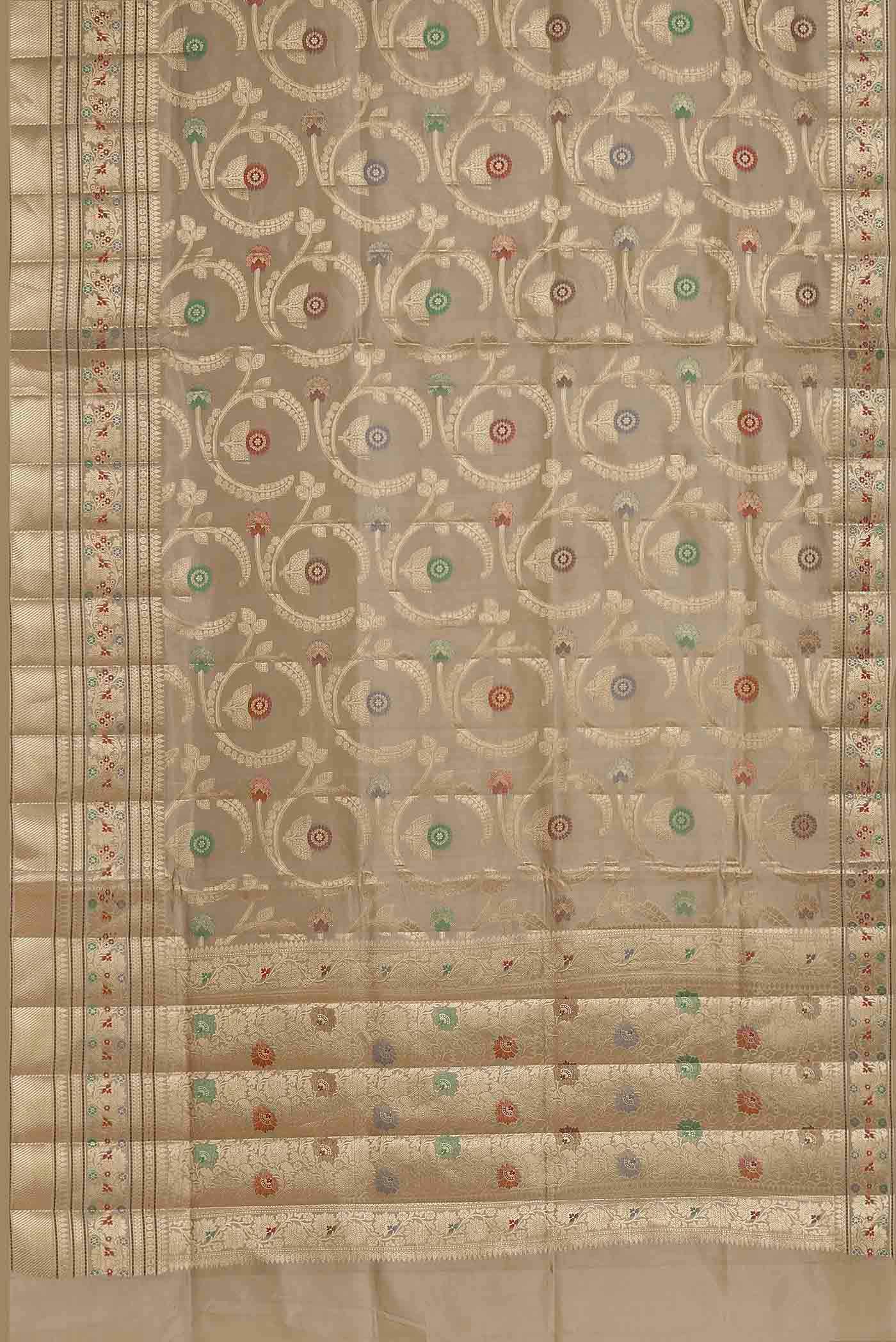 Beige Banarasi Raw Silk Saree