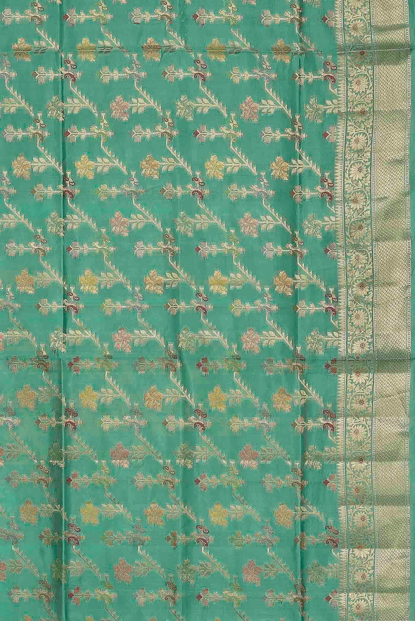 Green Banarasi Raw Silk Saree