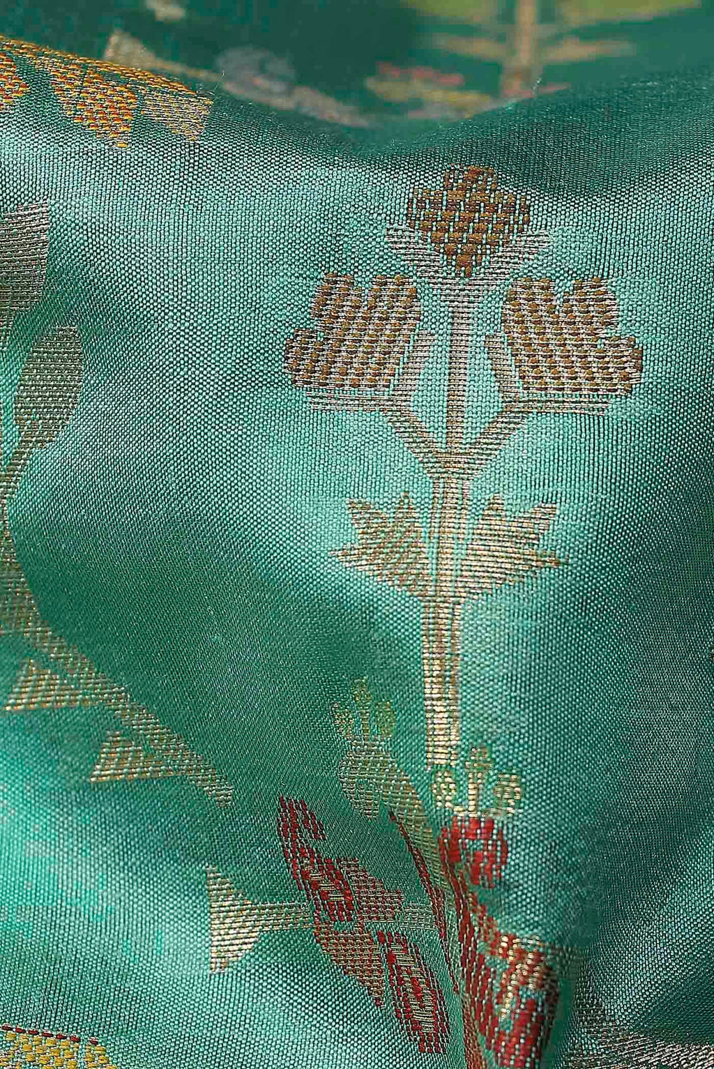 Green Banarasi Raw Silk Saree