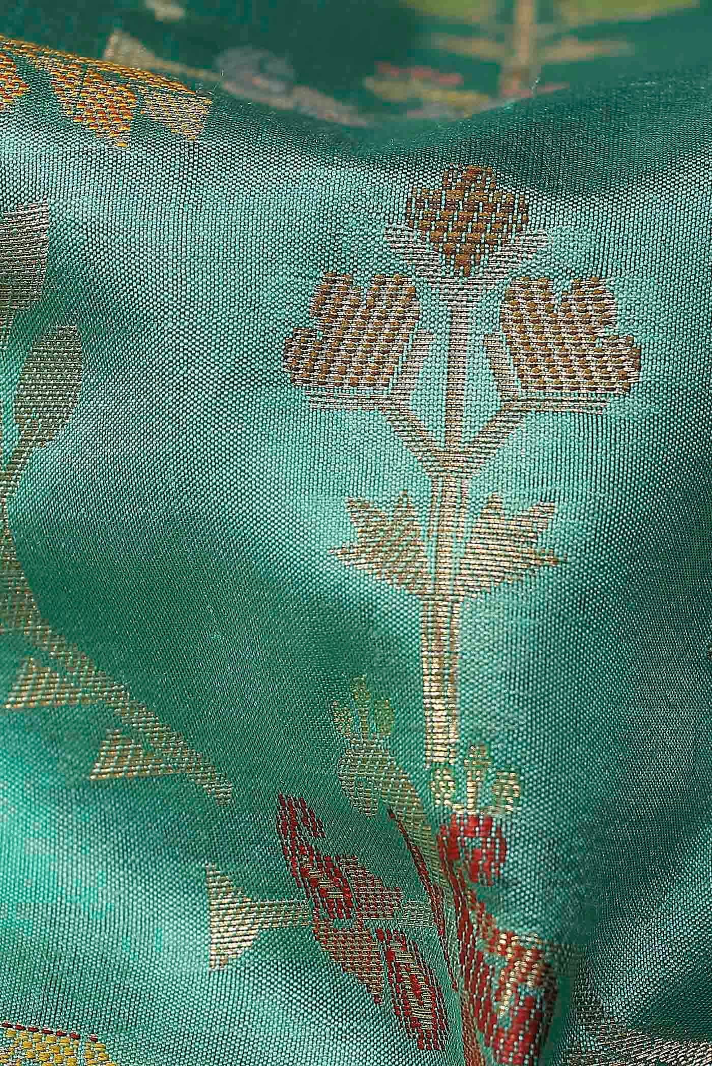 Green Banarasi Raw Silk Saree