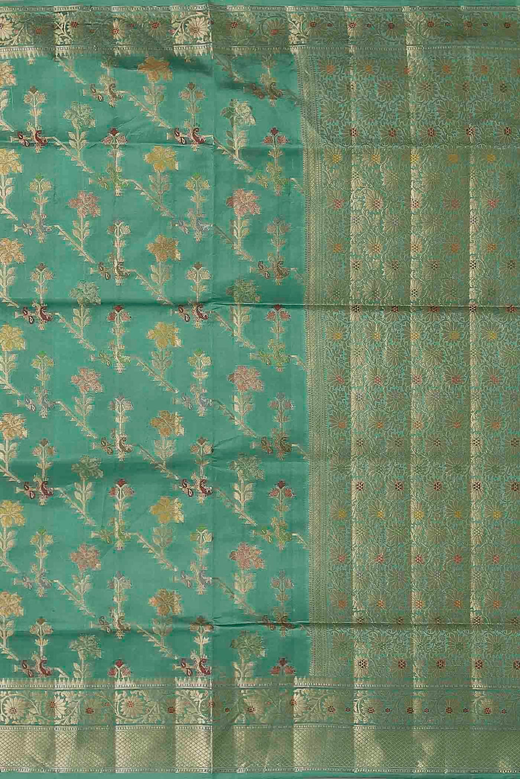 Green Banarasi Raw Silk Saree