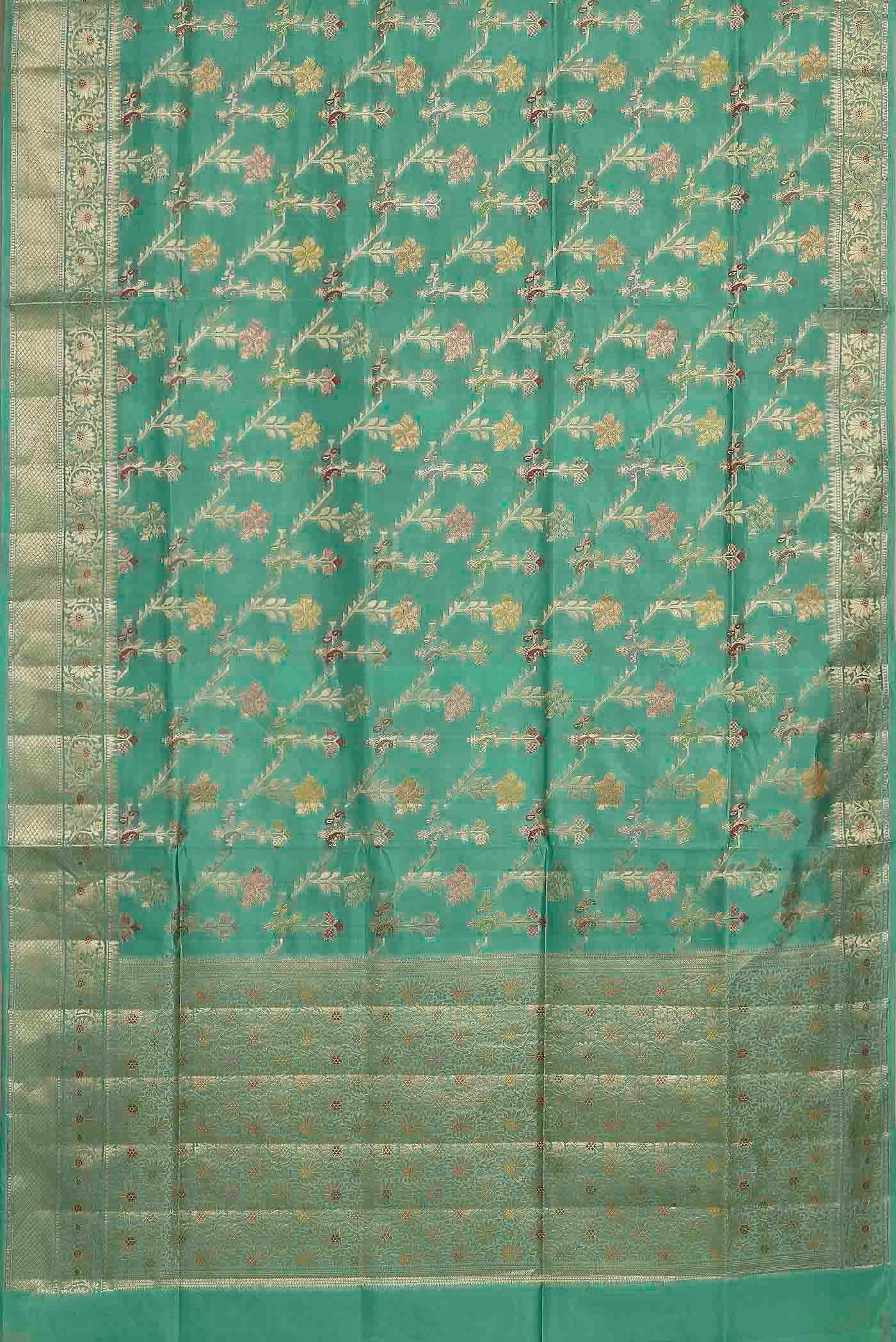 Green Banarasi Raw Silk Saree