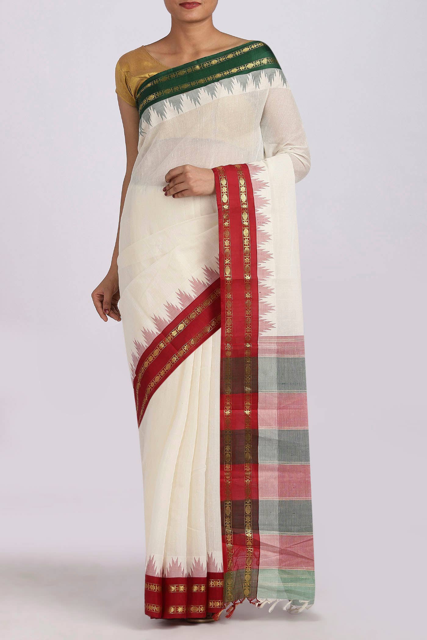 Off White Kanchi Cotton Saree