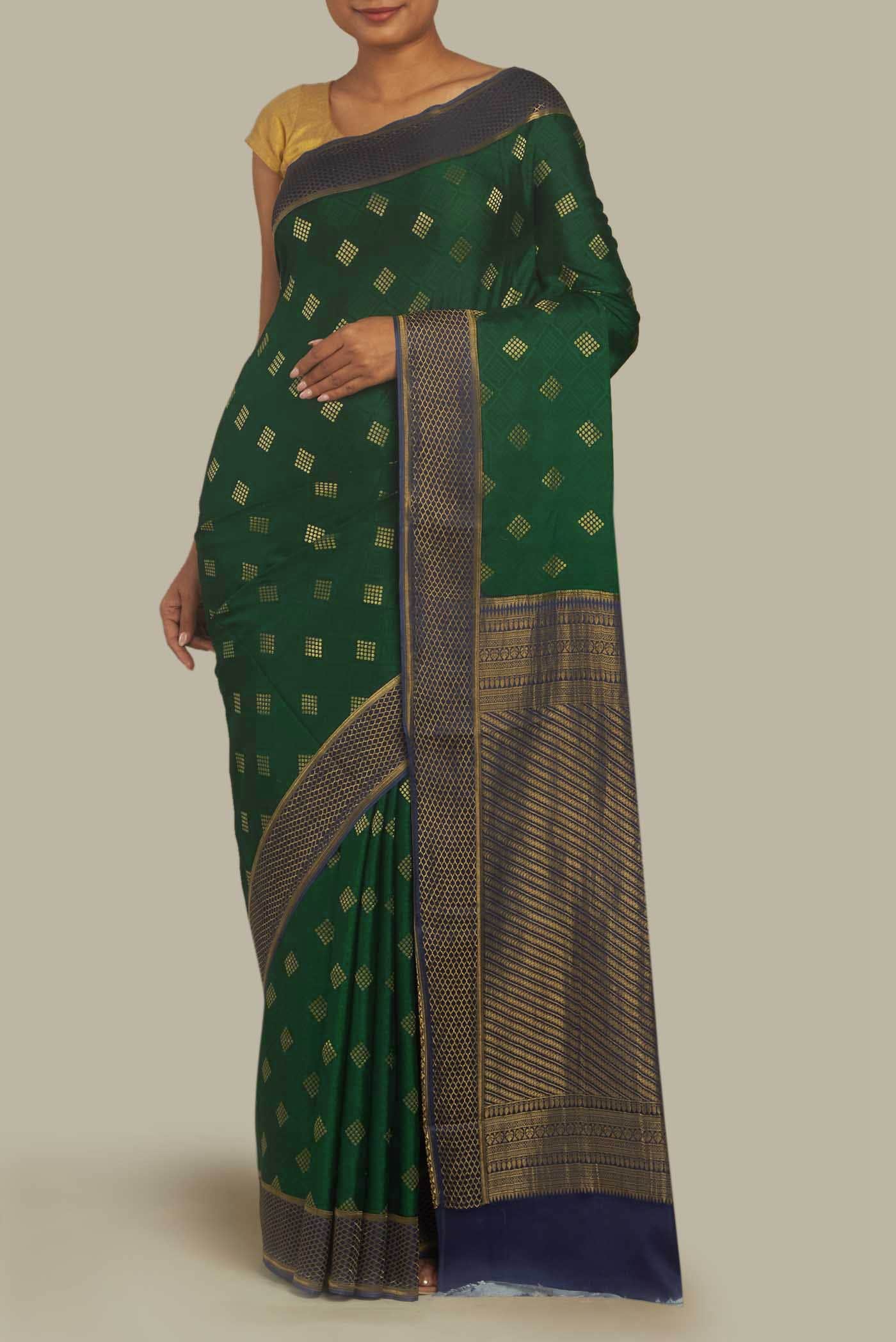 Green Mysore Crepe Saree