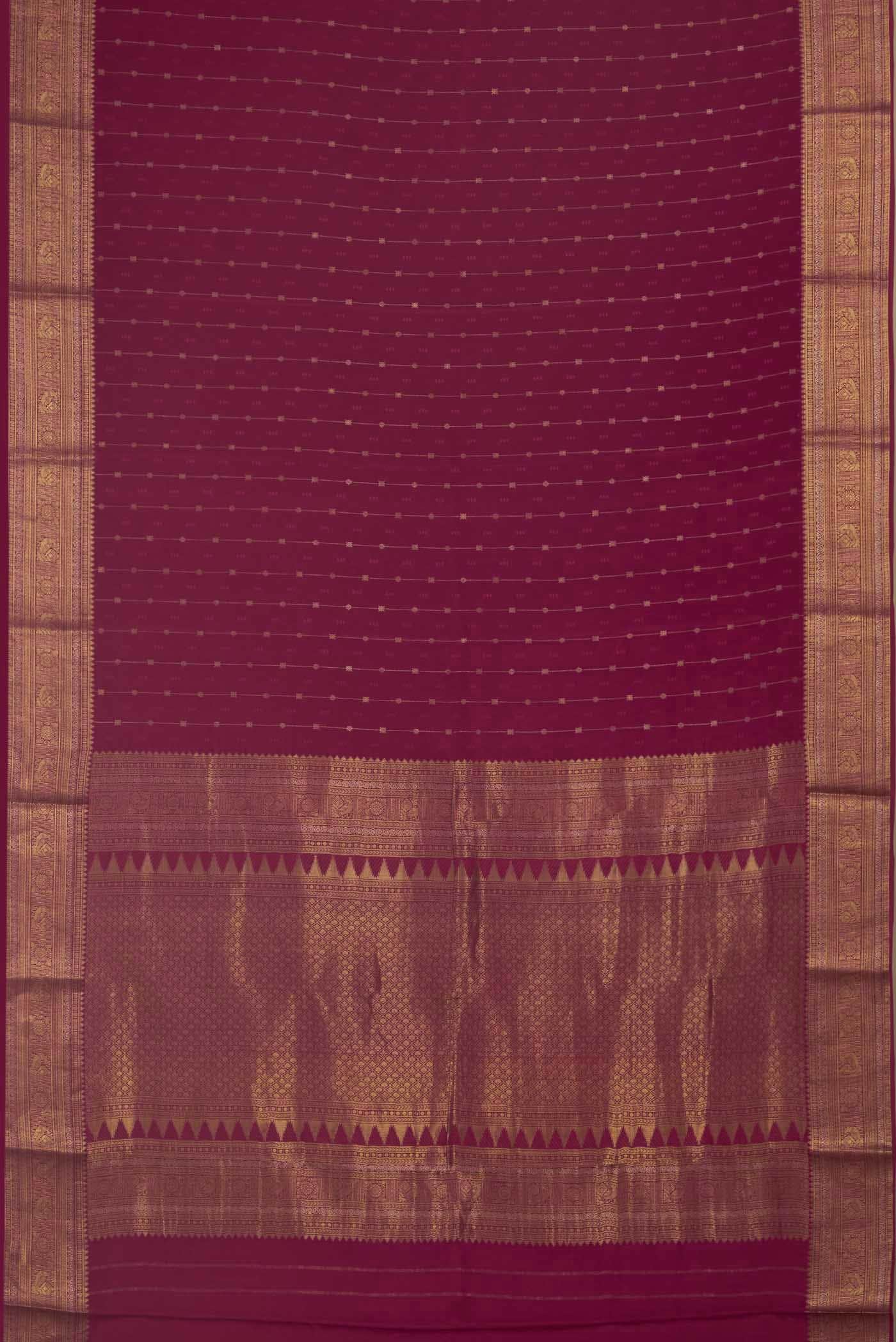 Dark Pink Mysore Crepe Saree