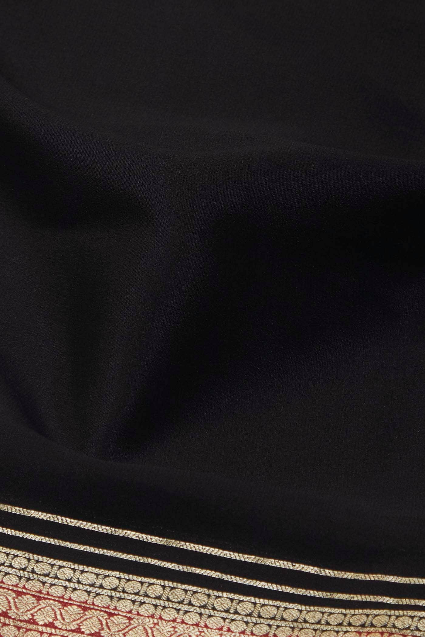 Black Mysore Crepe Saree