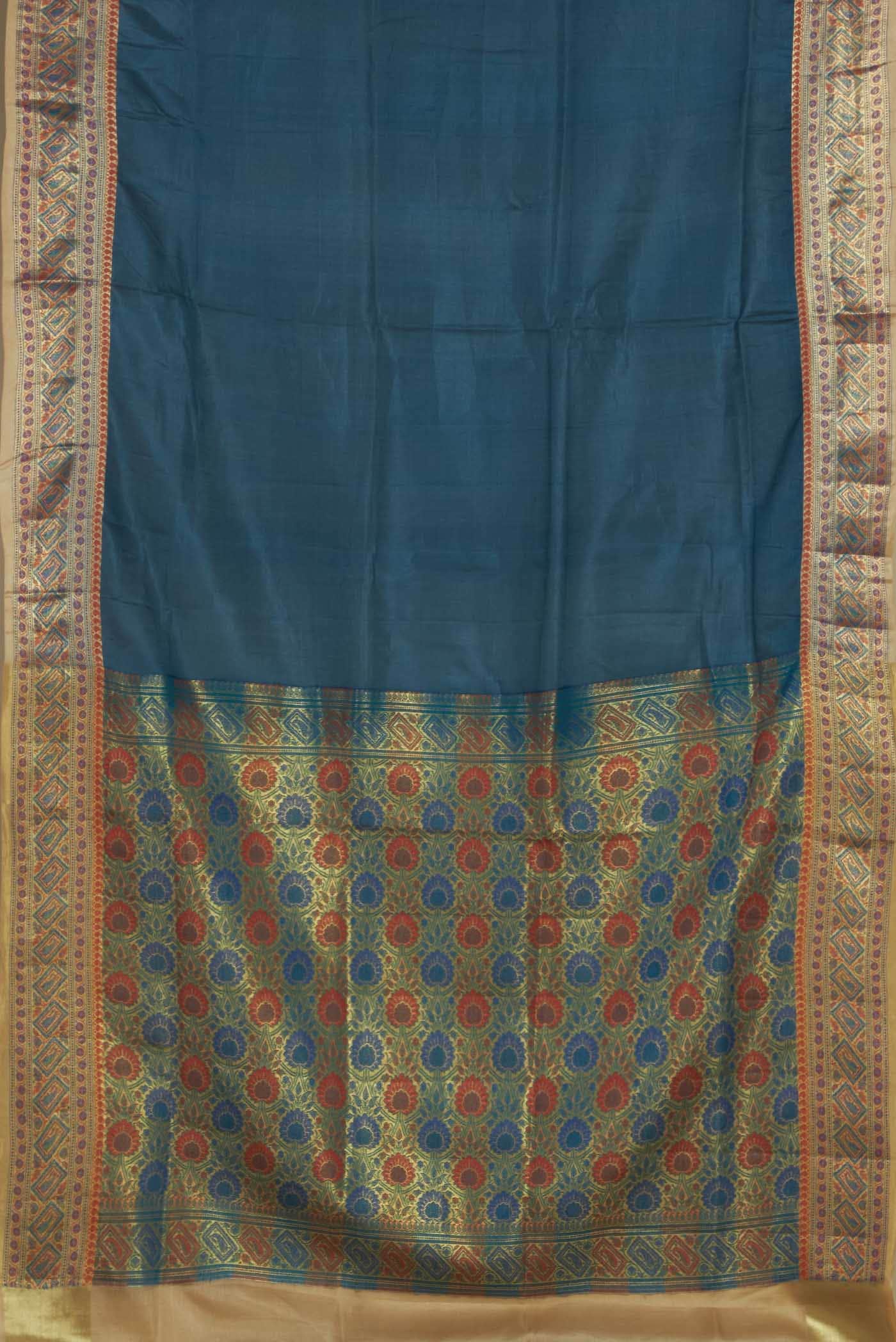 Blue Banarasi Tussar Silk Saree