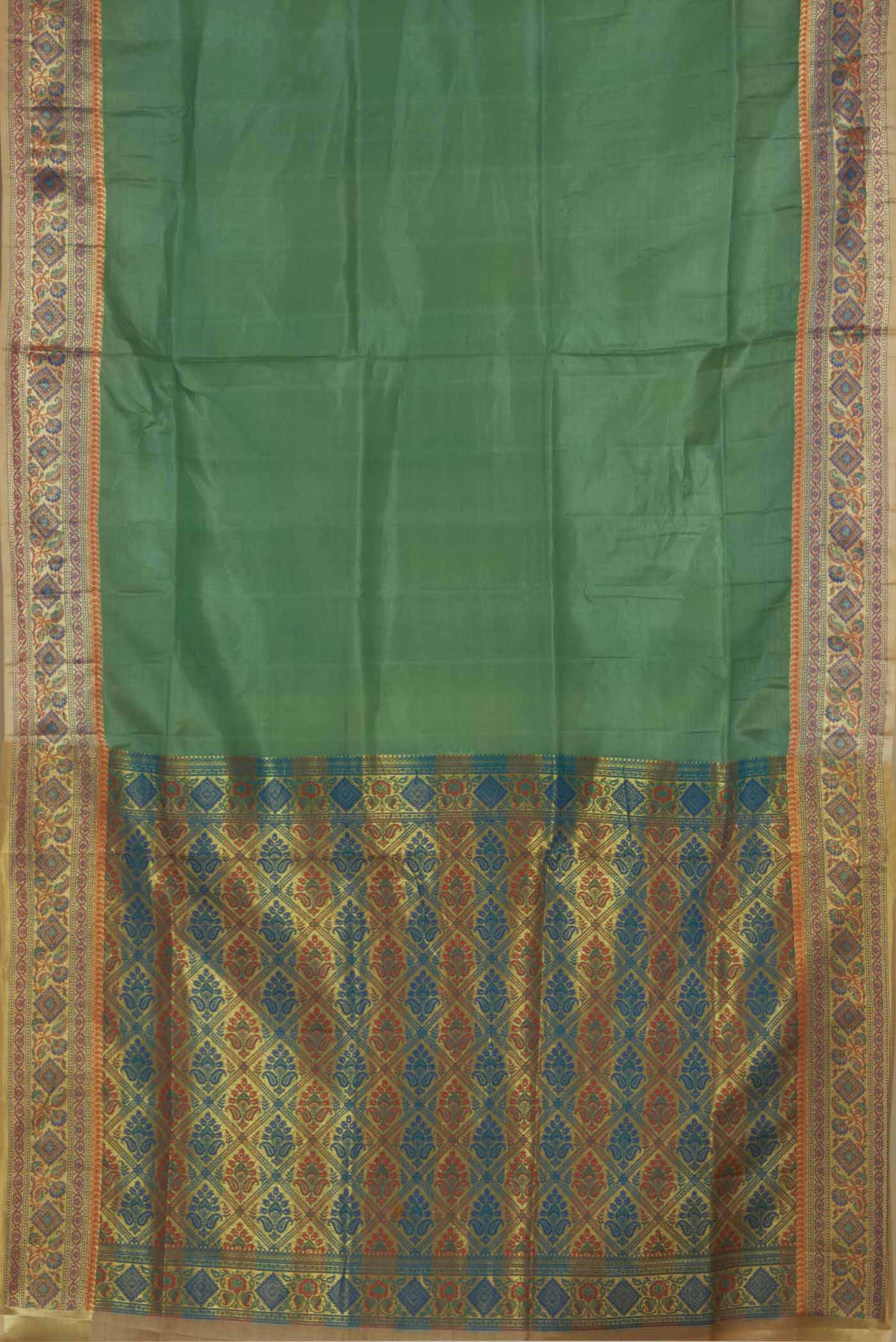 Green Banarasi Tussar Silk Saree