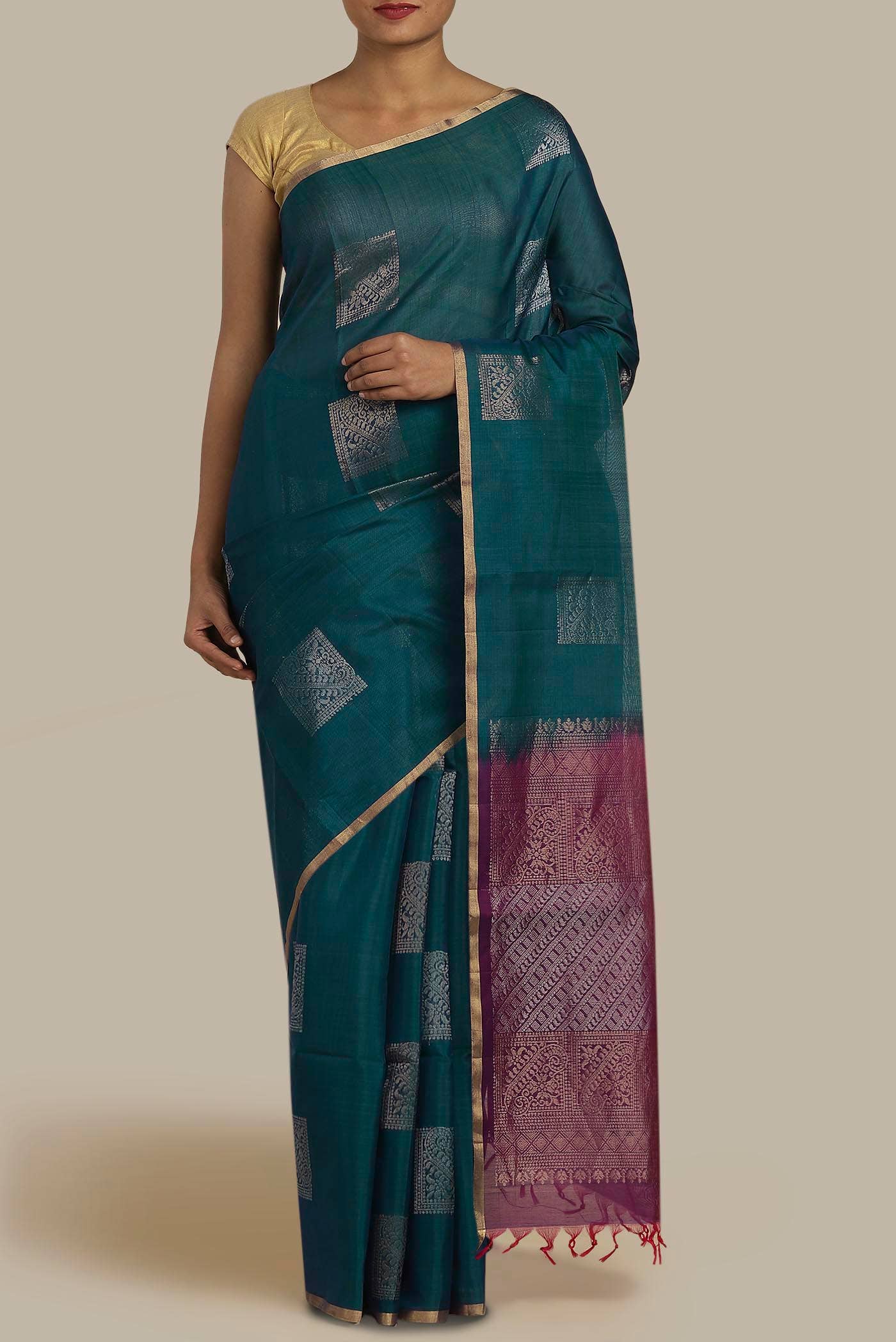 Blue Silk Cotton Saree