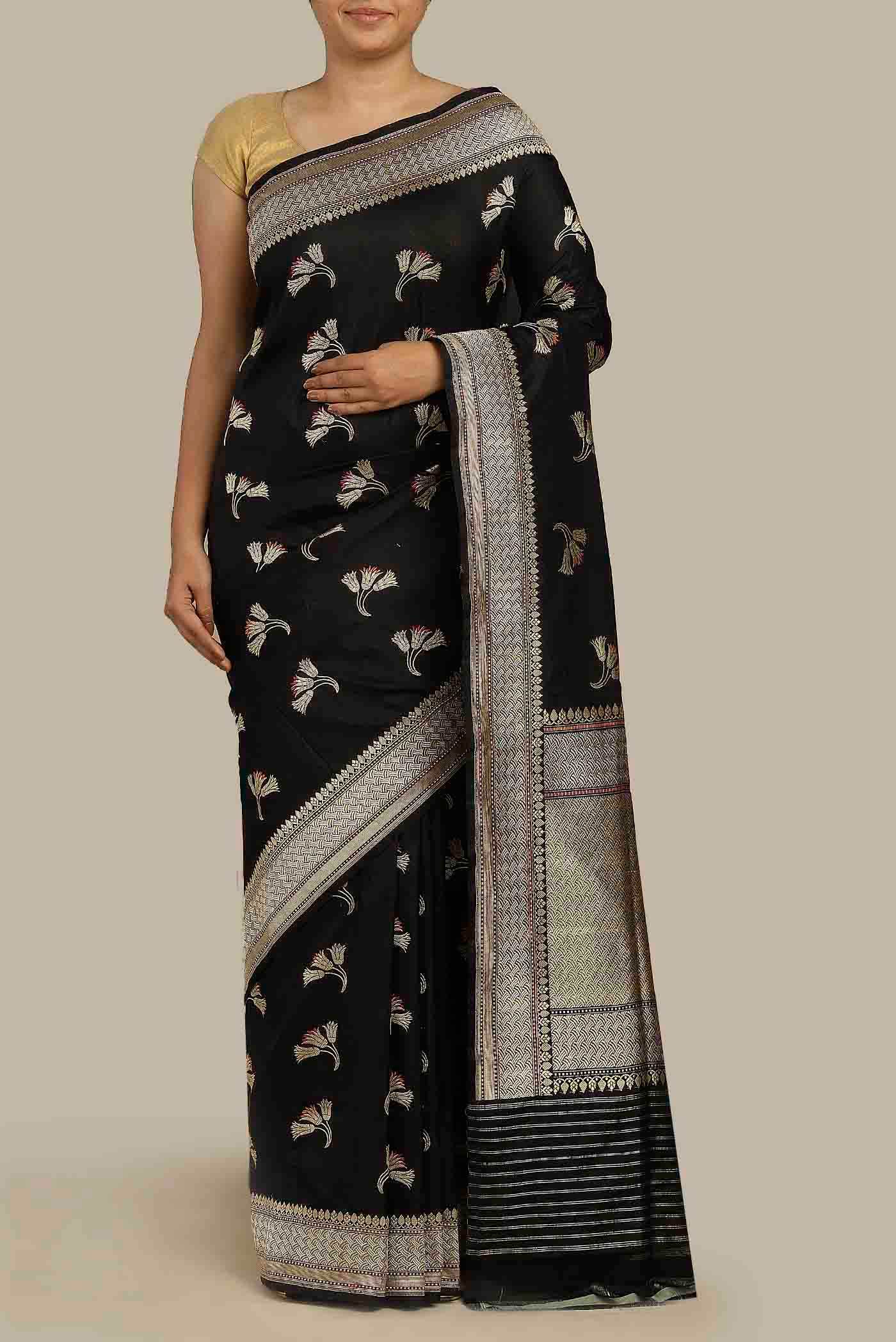 Black Banarasi Silk Saree