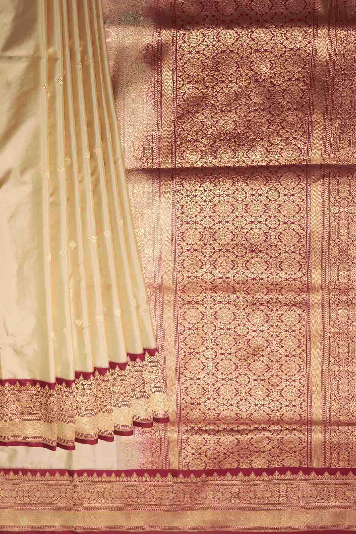 Beige Banarasi Silk Saree