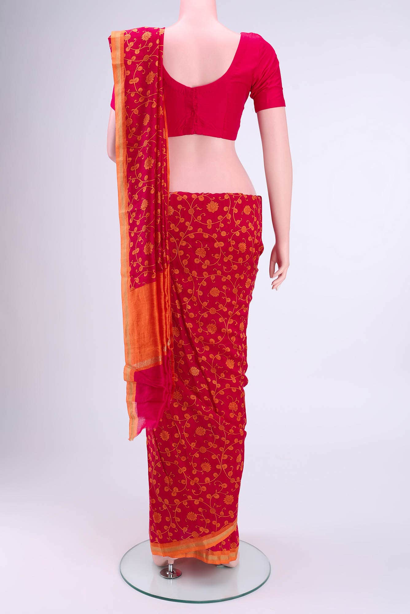 Deep Red Chanderi Silk Cotton Saree