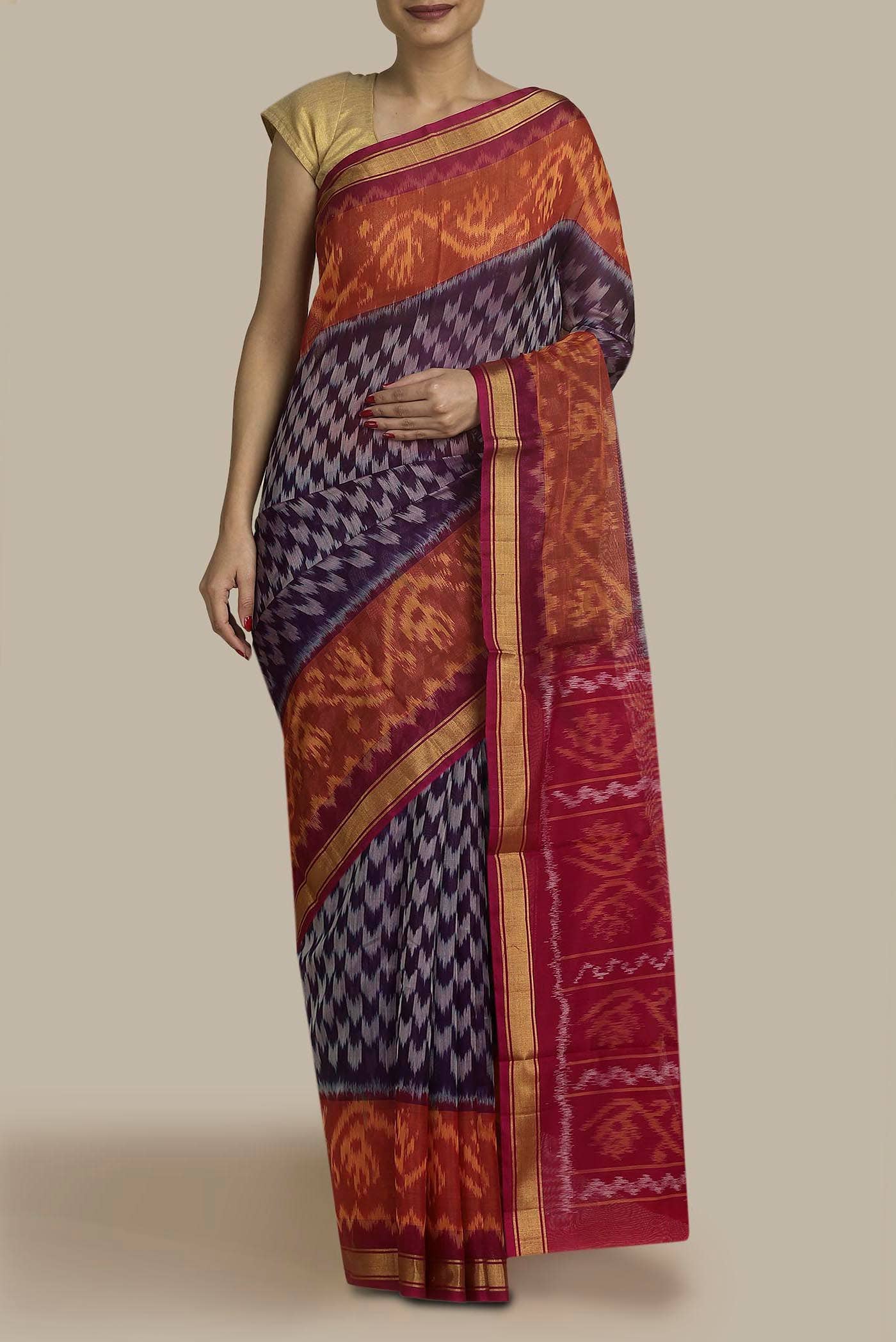 Purple Silk Cotton Saree