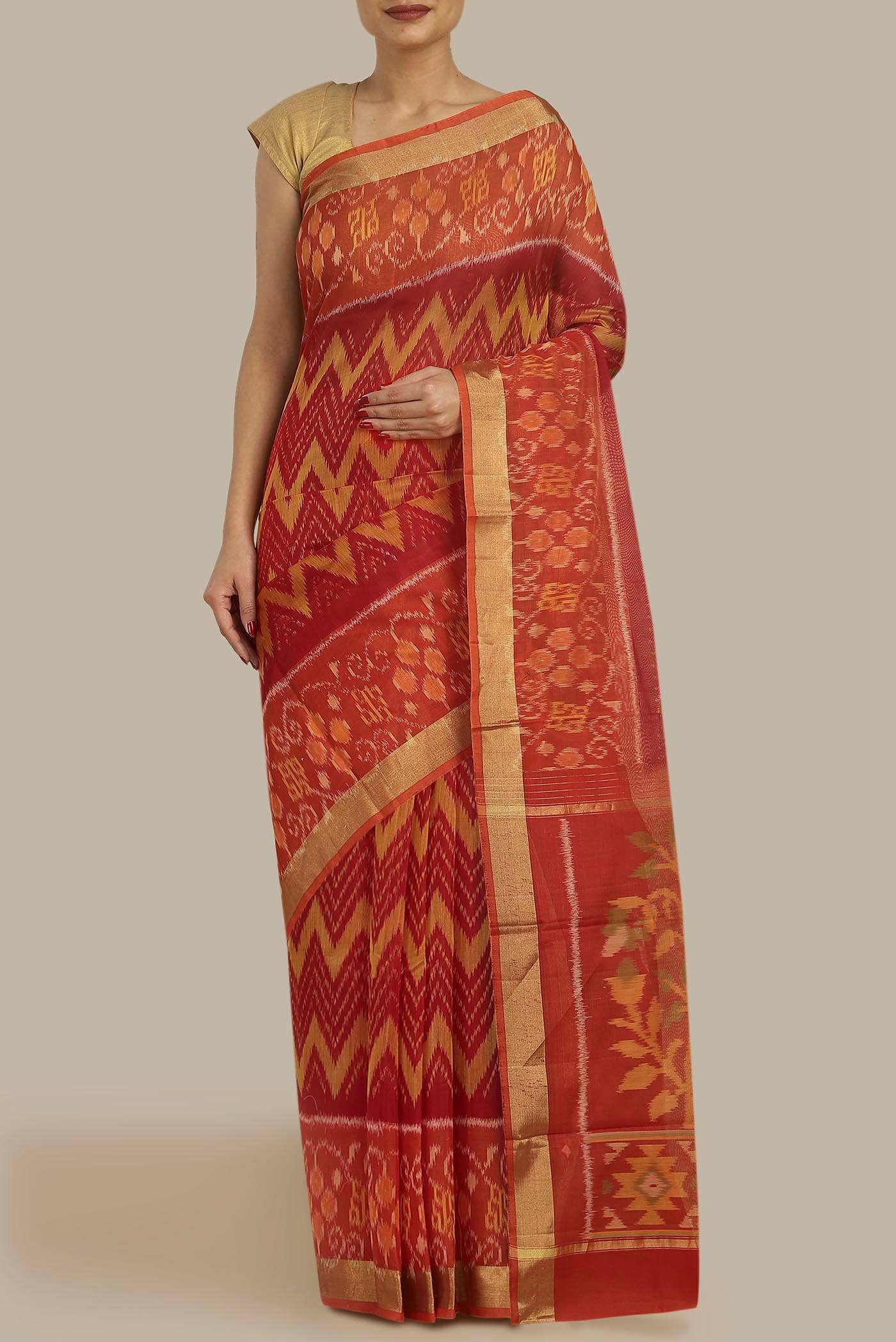Orange Silk Cotton Saree