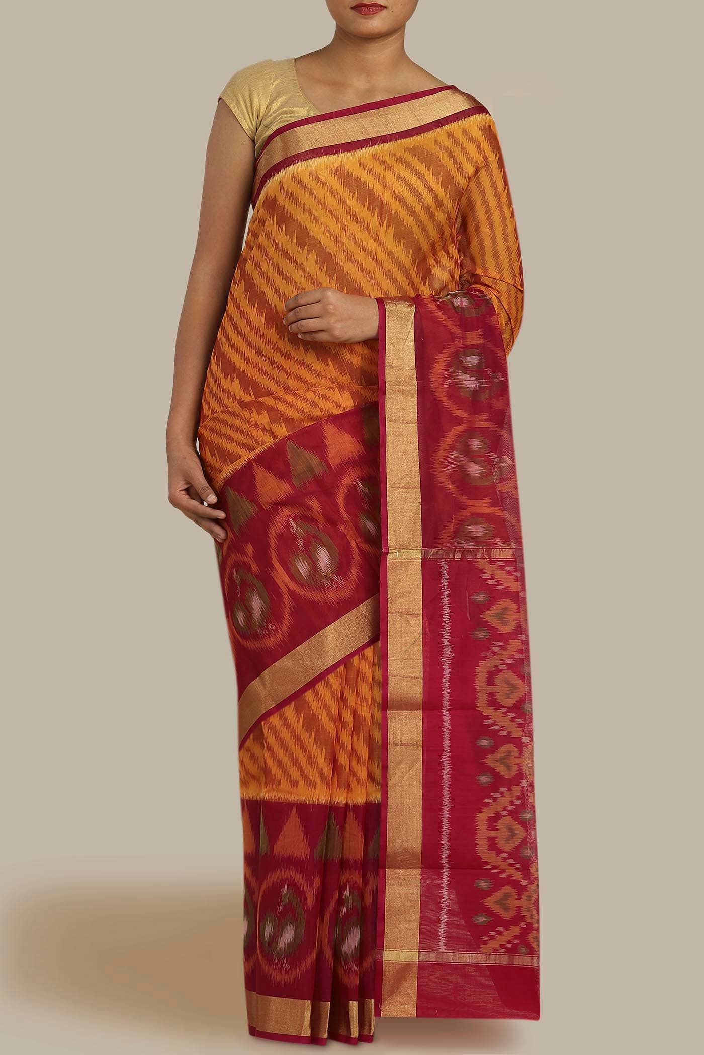 Orange Silk Cotton Saree