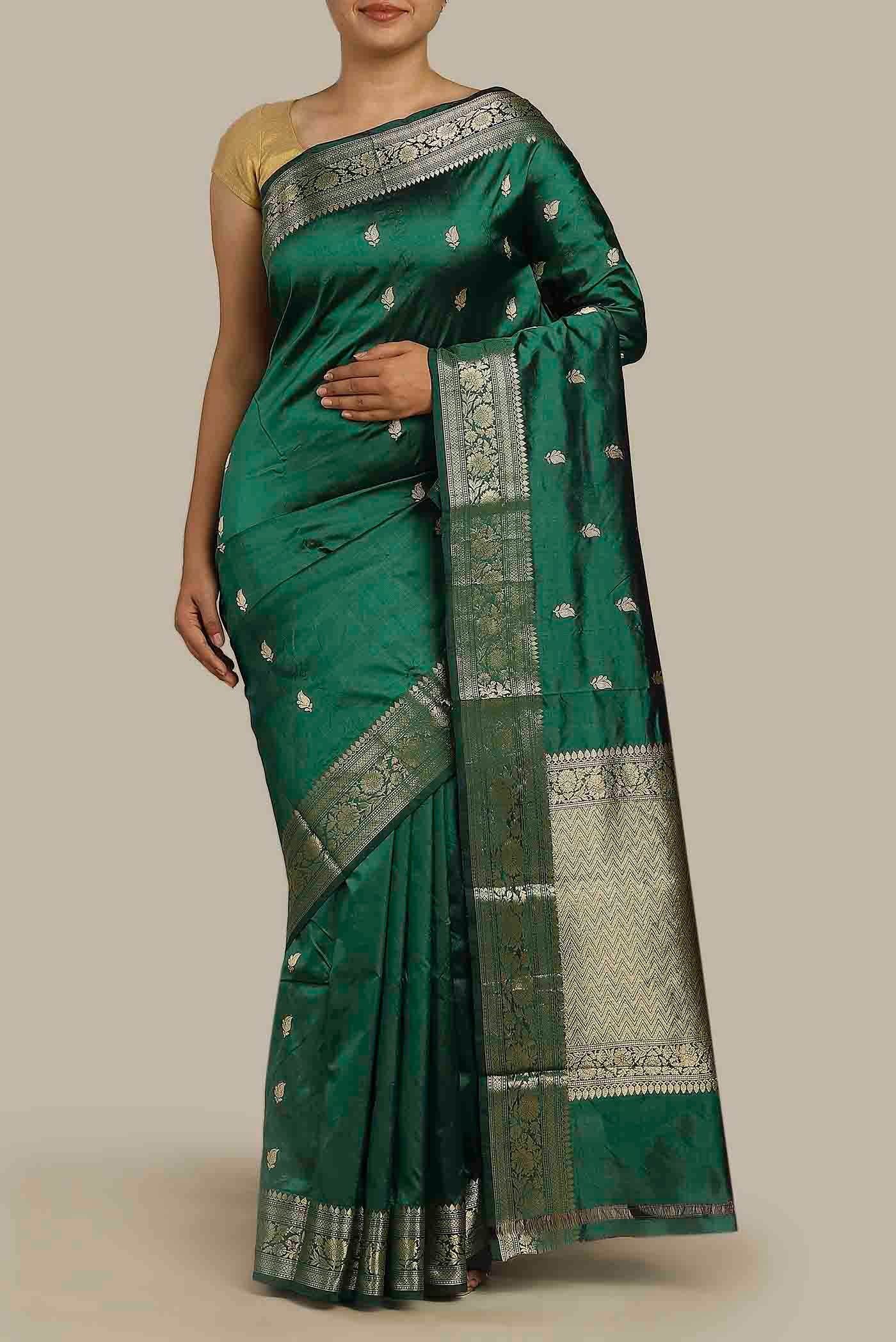 Green Banarasi Katan Silk Saree