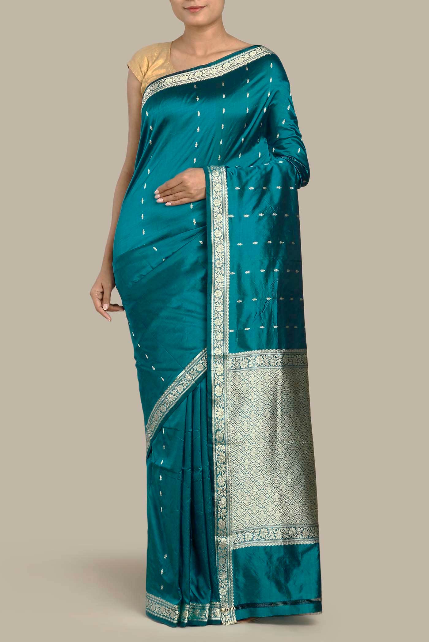 Blue Banarasi Katan Silk Saree