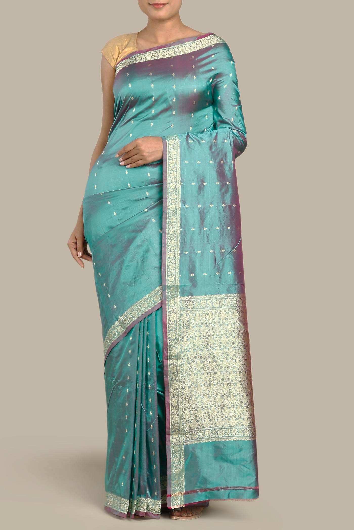 Blue Banarasi Katan Silk Saree