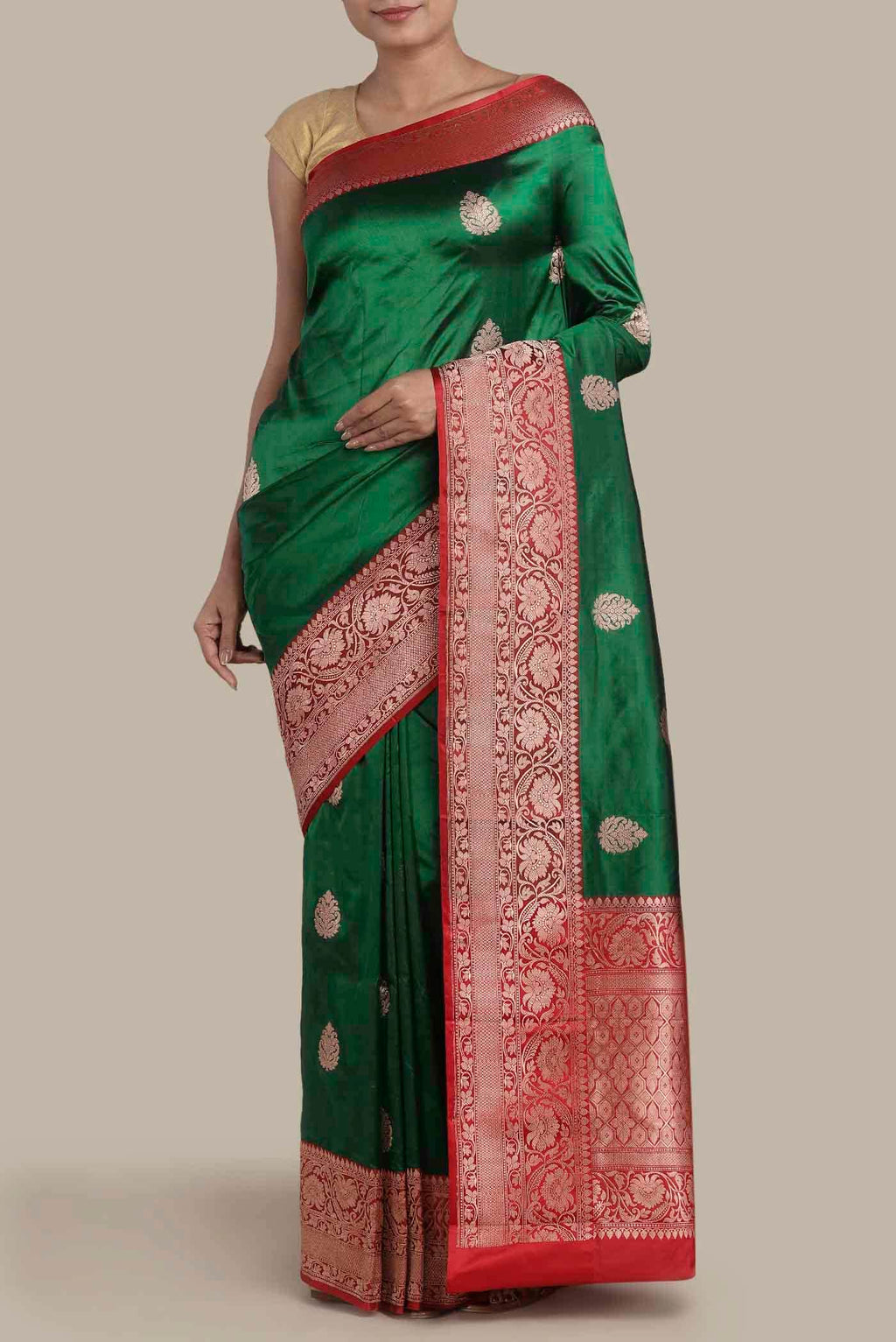 Green Banarasi Katan Silk Saree