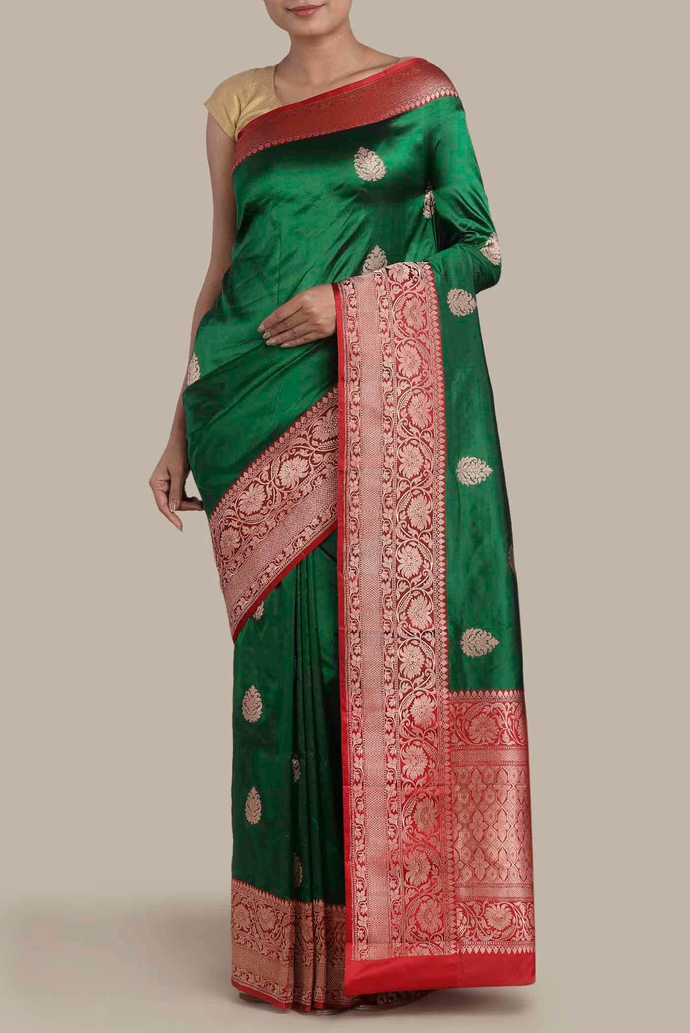 Green Banarasi Katan Silk Saree