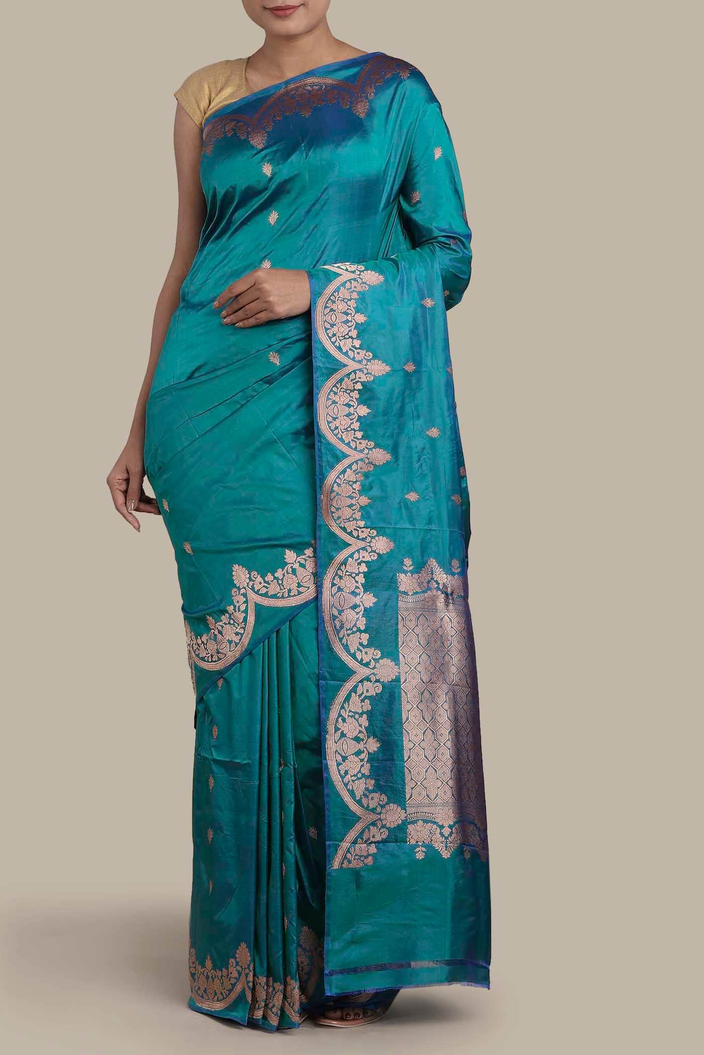 Blue Banarasi Katan Silk Saree