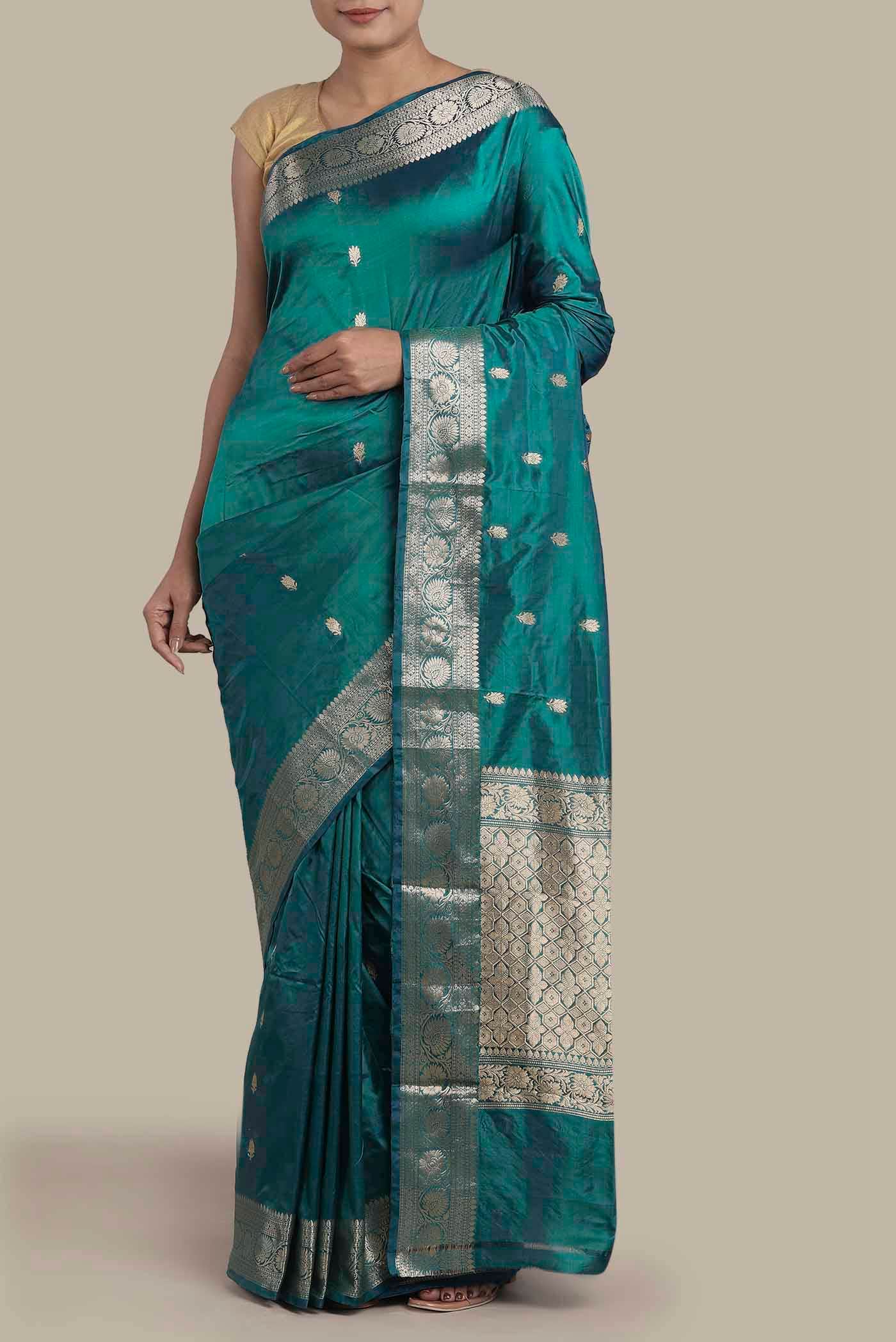 Blue Banarasi Katan Silk Saree