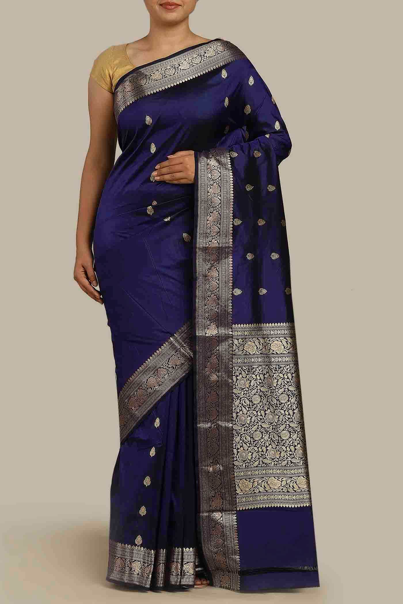 Blue Banarasi Katan Silk Saree