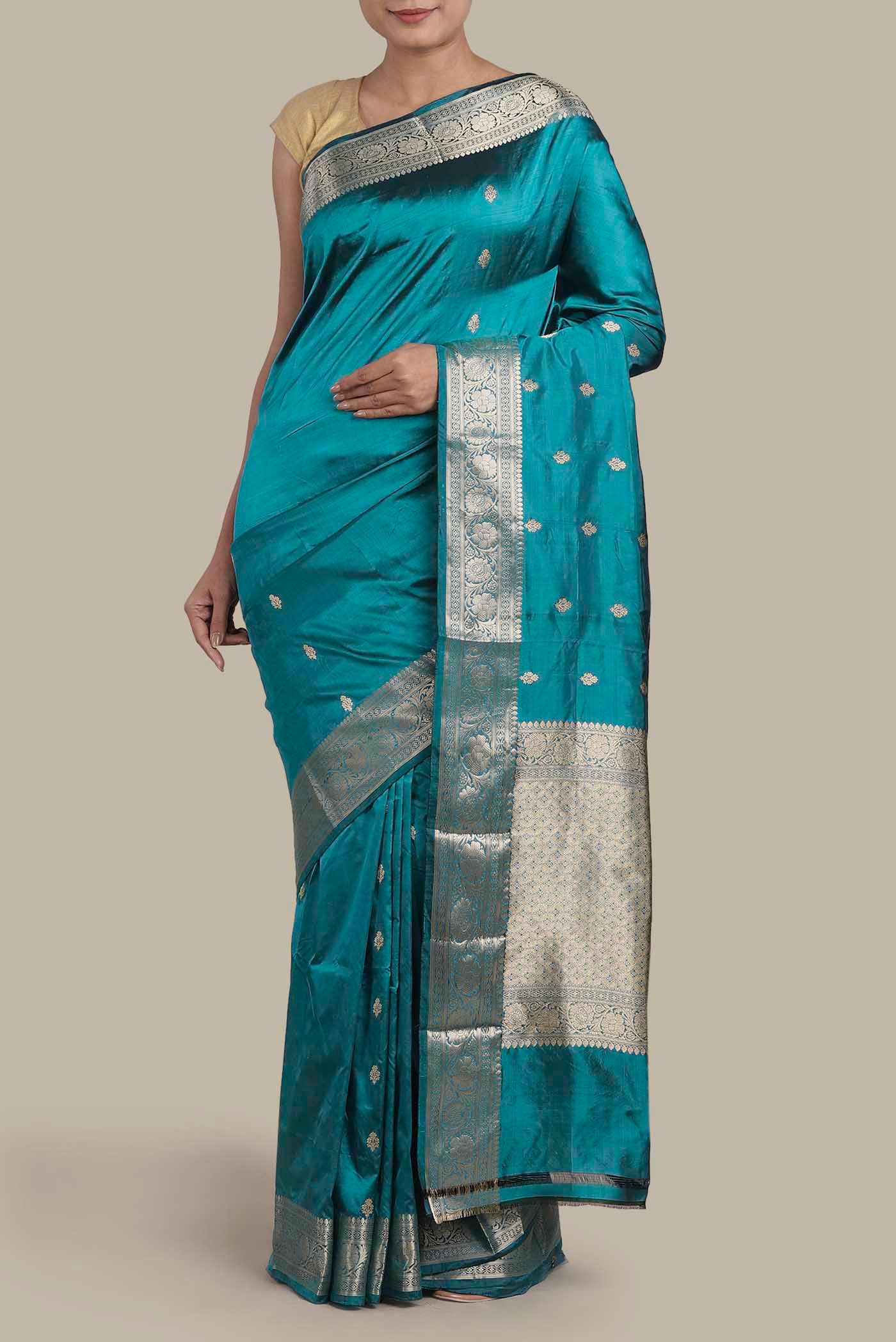 Blue Banarasi Katan Silk Saree